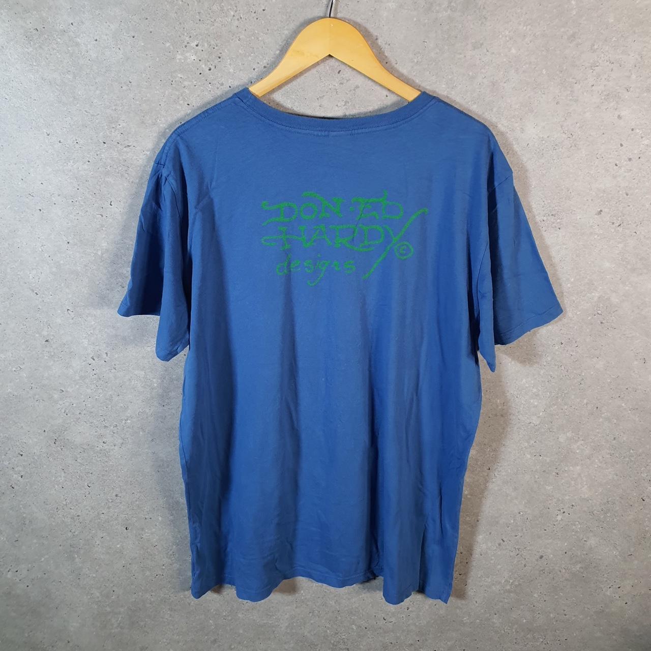 Vintage Ed Hardy T Shirt Men’s XL Blue Christian Audigier Love Heart Graphic Skull Y2K