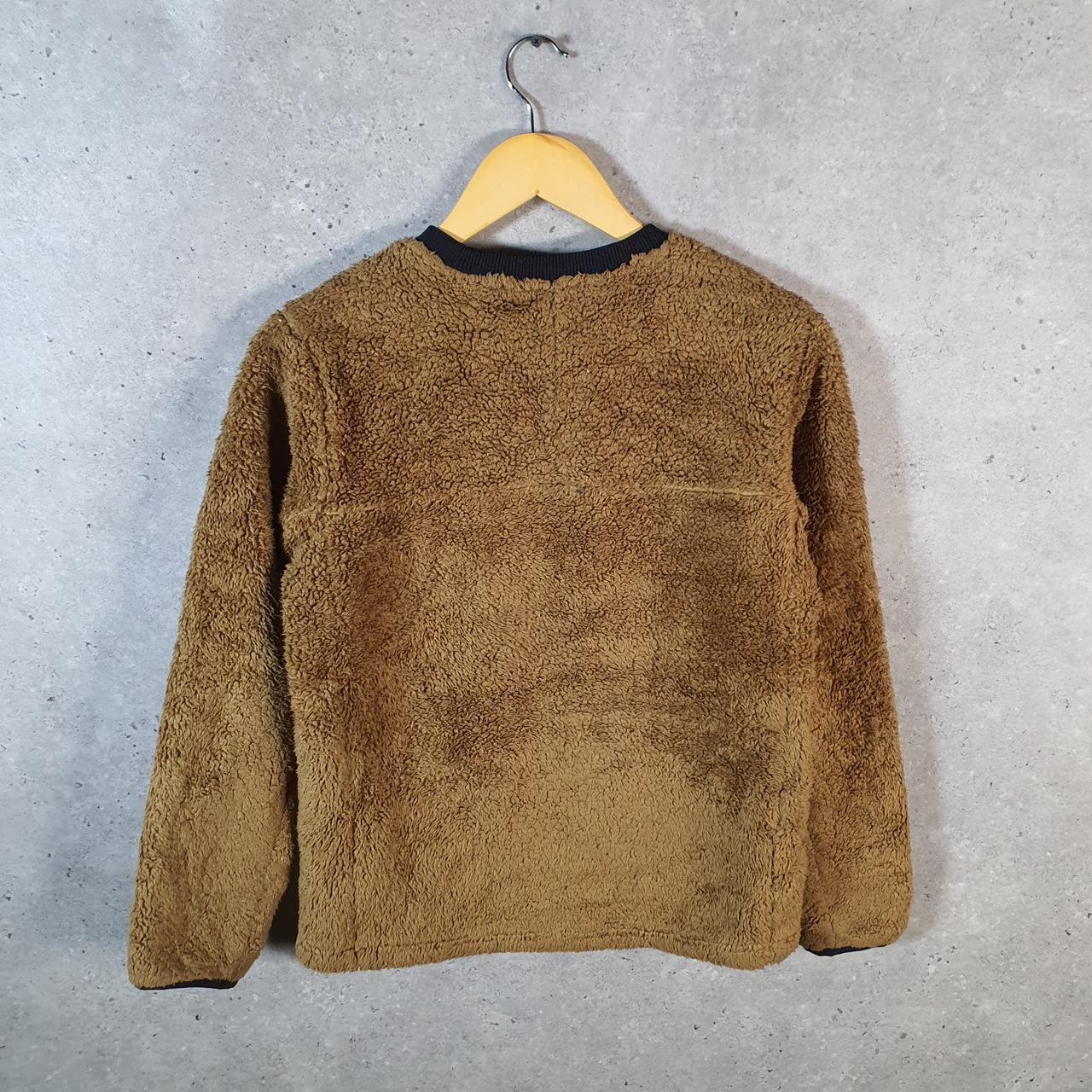 Vintage The North Face TNF Teddy Fleece Sweatshirt Youth Large Brown Logo Winter