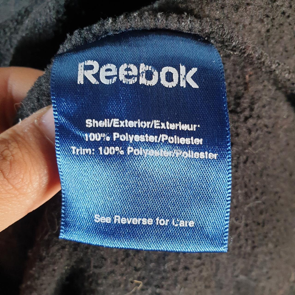 Reebok Full Zip Fleece Sweatshirt Mens Medium Black Embroidered Logo