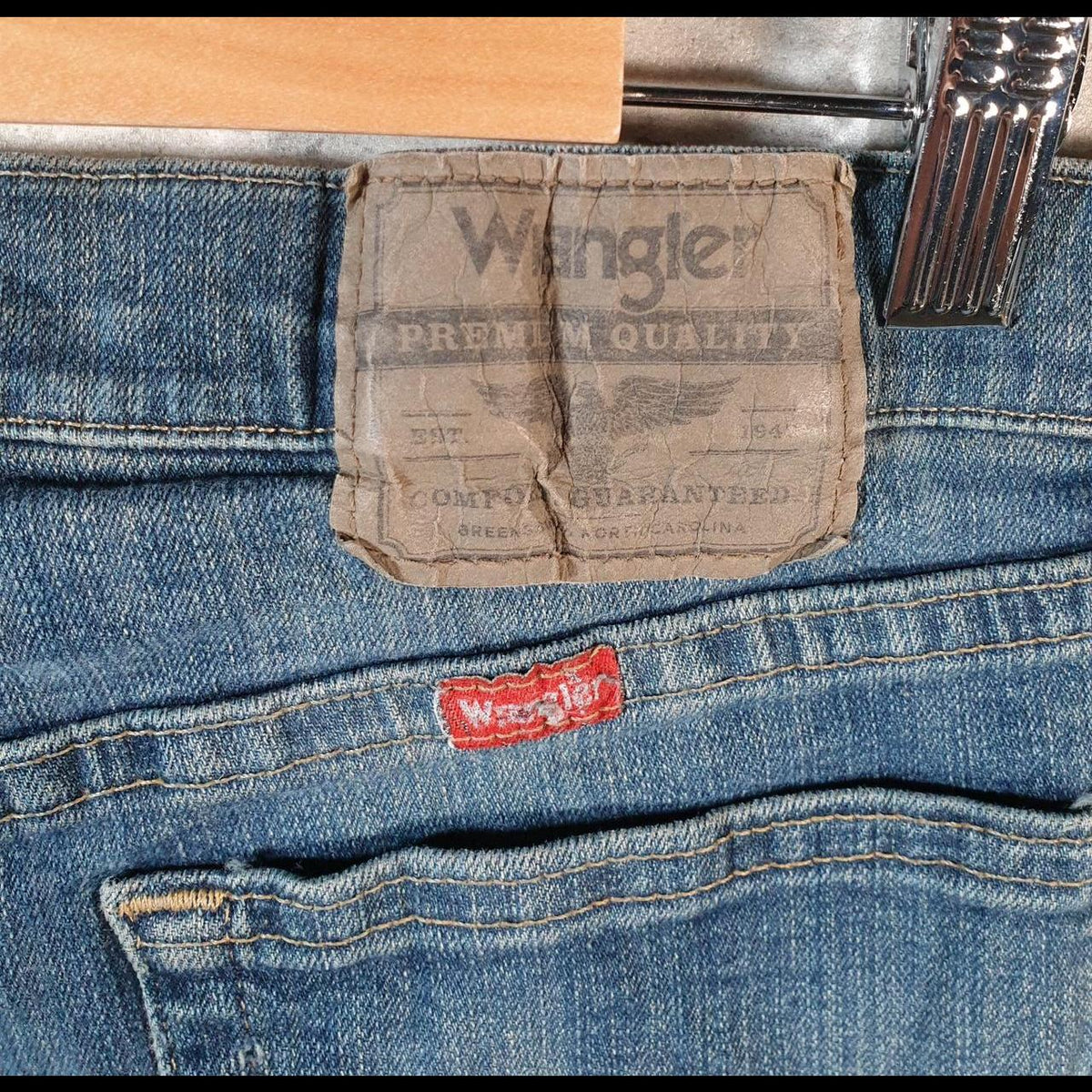 Vintage Wrangler Denim Shorts Jorts Cargo Men’s W32 Blue Baggy Cotton