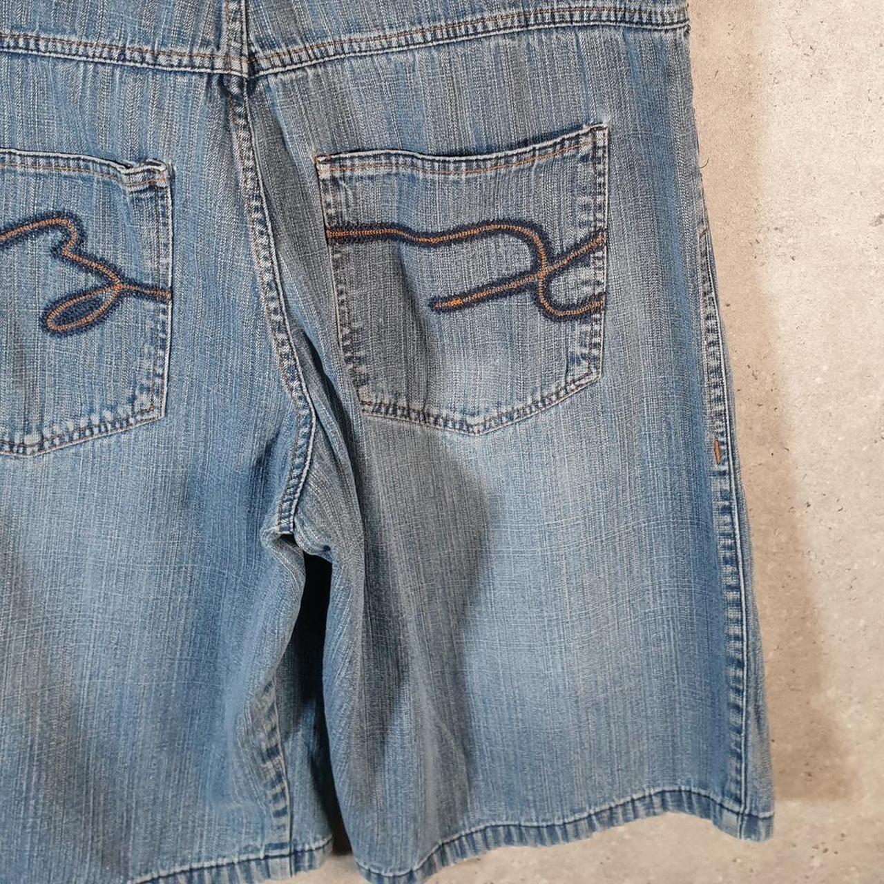 Vintage Brooklyn Express Baggy Y2K Hip Hop Jeans Shorts Jorts Mens W38 Blue Denim USA Big Fish Vintage