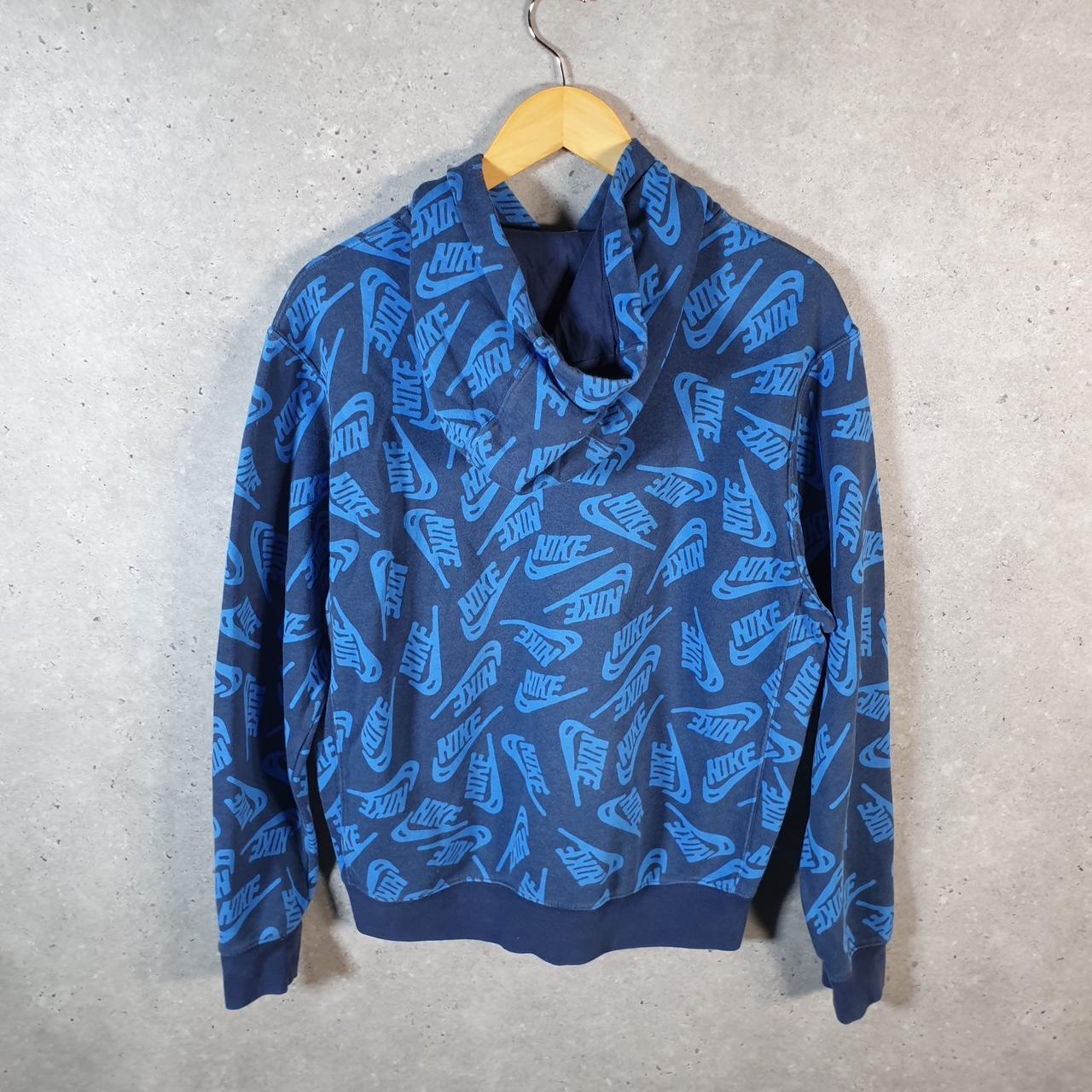 Vintage Nike Club Embroidered Hoodie Men’s Small Blue Swoosh Y2K Pullover Logo