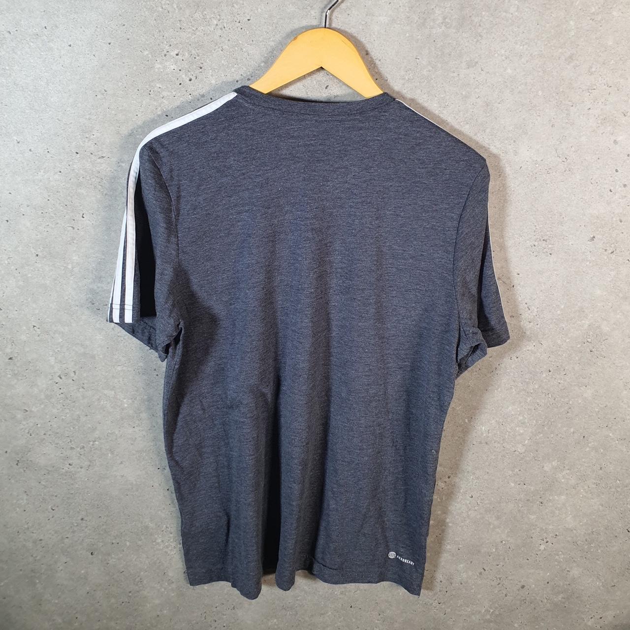 Vintage Adidas Spellout T Shirt Men’s Medium Grey Three Stripes Logo Athletic