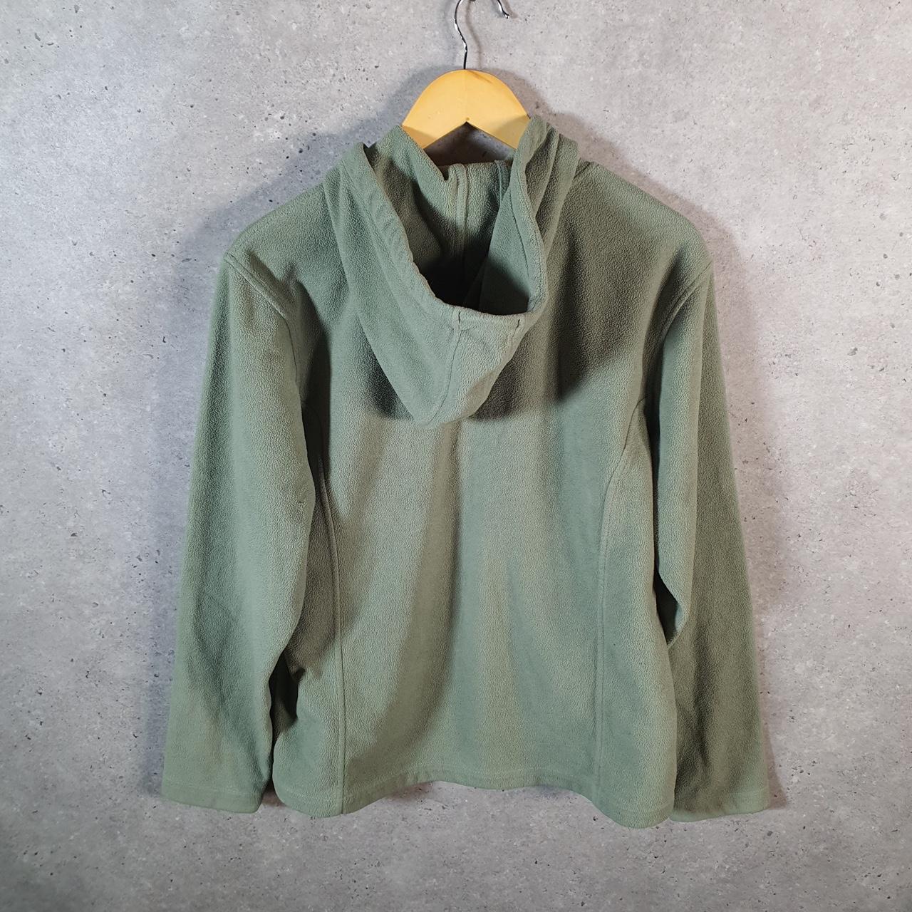 Vintage The North Face TNF Teddy Fleece Hoodie Womens XL Green 1/4 Zip Logo