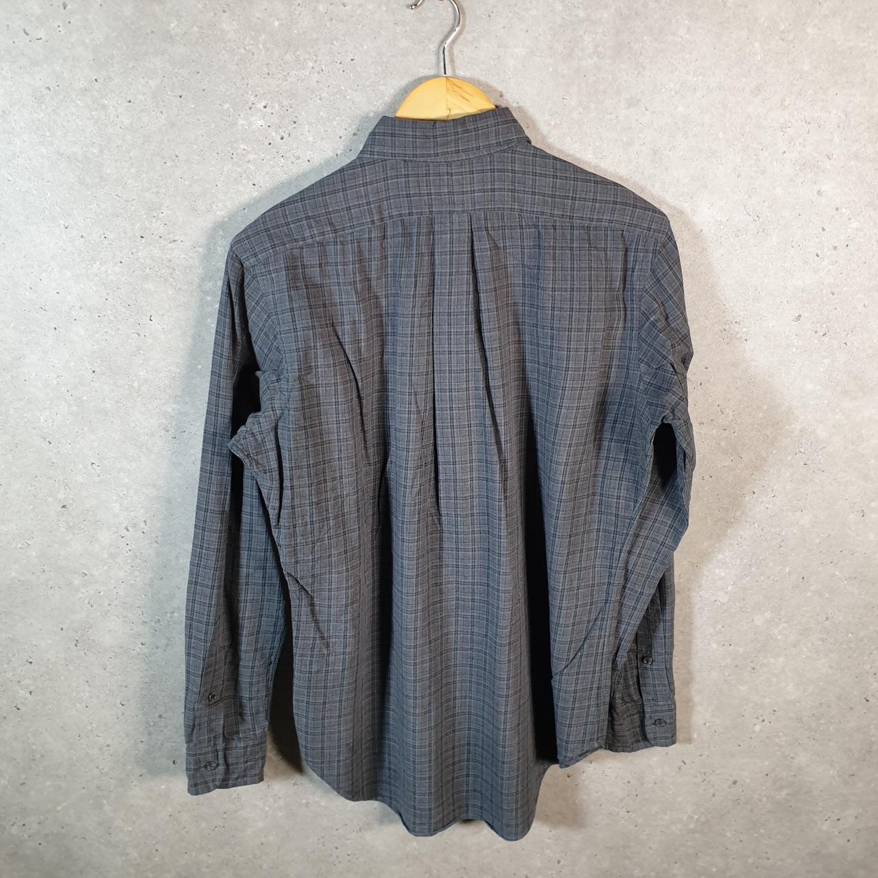 Vintage Ralph Lauren Button Down Shirt Men’s Small Grey Checkered Classic Fit Cotton Pony Big Fish Vintage