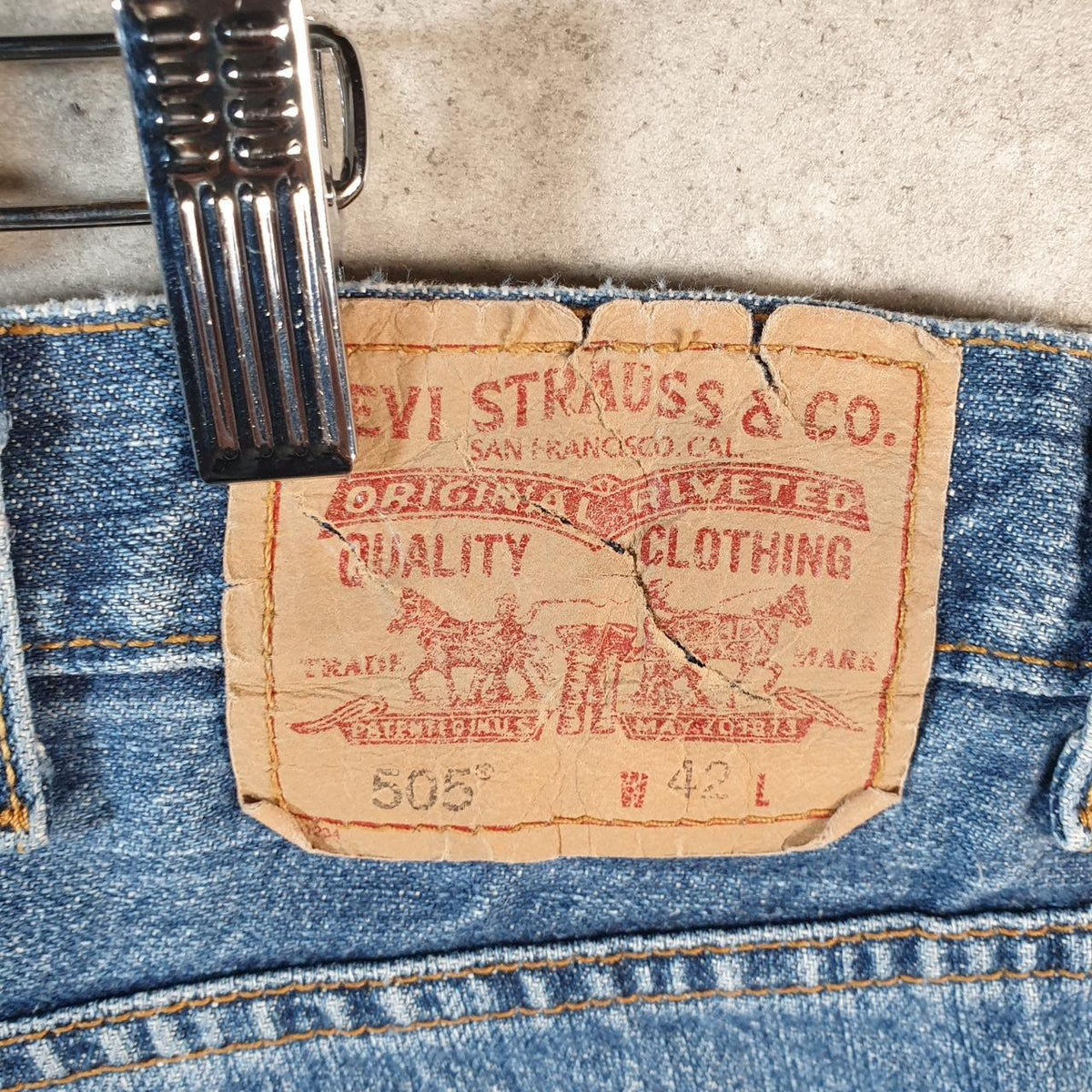 Vintage Levi’s 505 Baggy Shorts Jorts Cargo Mens W42 Blue Relaxed Denim
