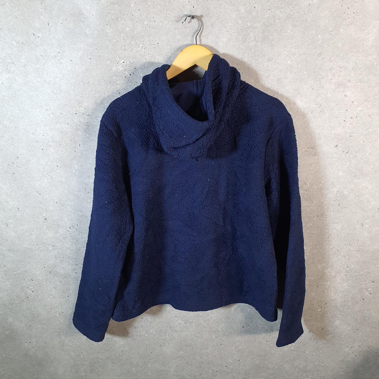 Vintage Fila Pullover Fleece Hoodie Womens Large Navy Blue Teddy Logo