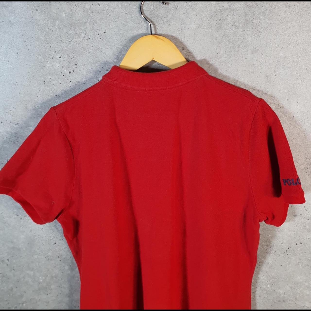 Vintage Ralph Lauren Polo USA Flag Polo Shirt Men’s XL Red Skinny Cotton Pony C9767