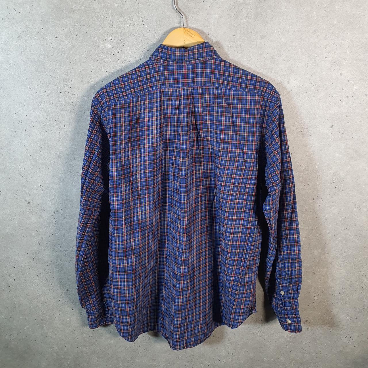 Vintage Ralph Lauren Button Down Shirt Men’s Large Blue Checkered Classic Fit Cotton Pony Big Fish Vintage