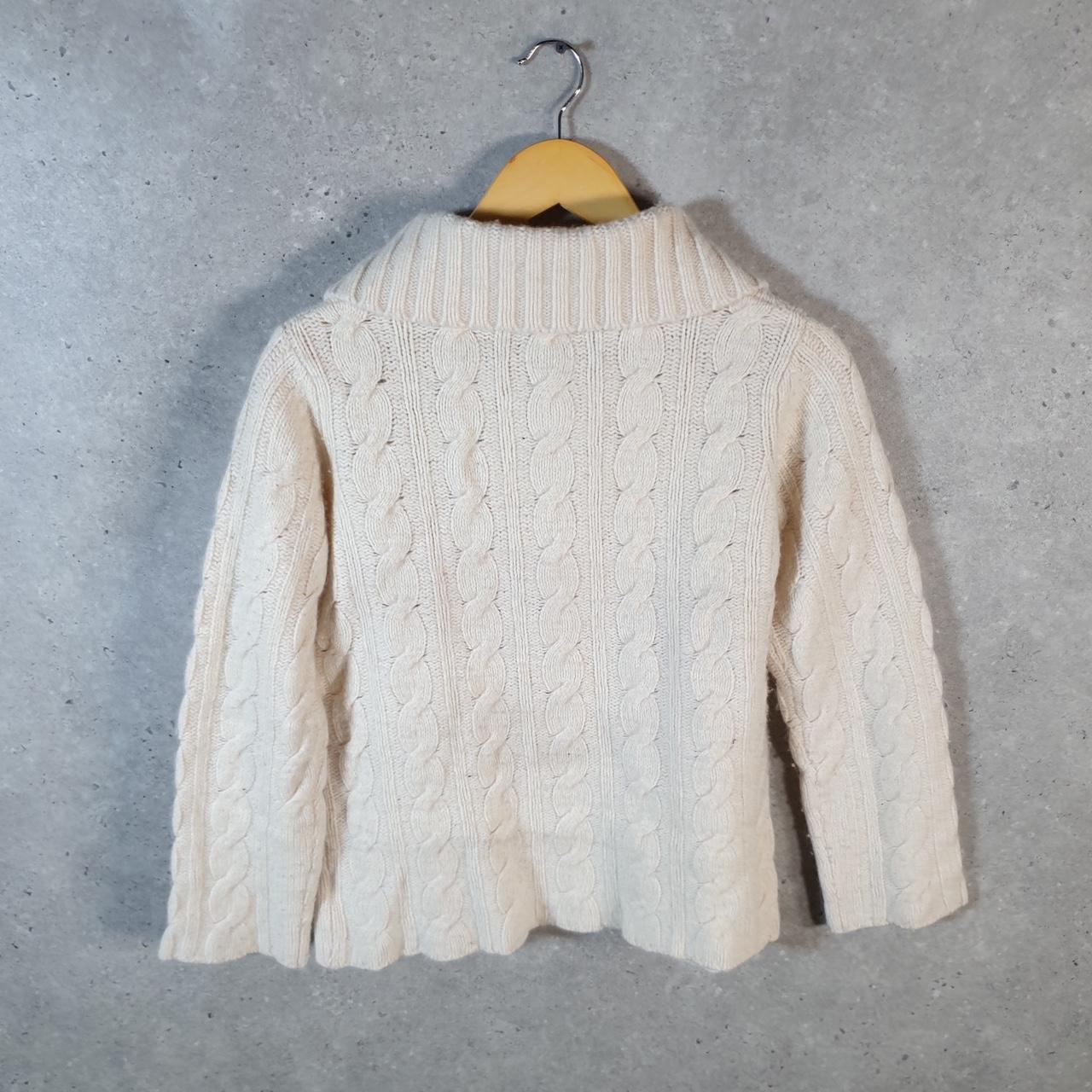 Vintage Eddie Bauer Cable Knit Sweater Womens Large Cream Y2K Pullover Button