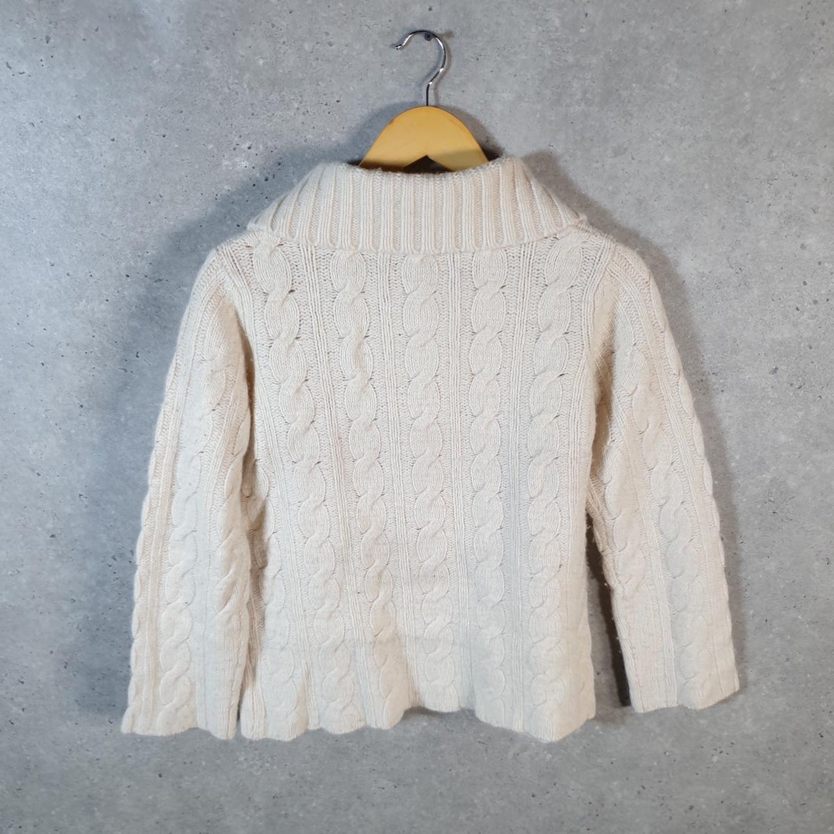 Vintage Eddie Bauer Cable Knit Sweater Womens Large Cream Y2K Pullover Button