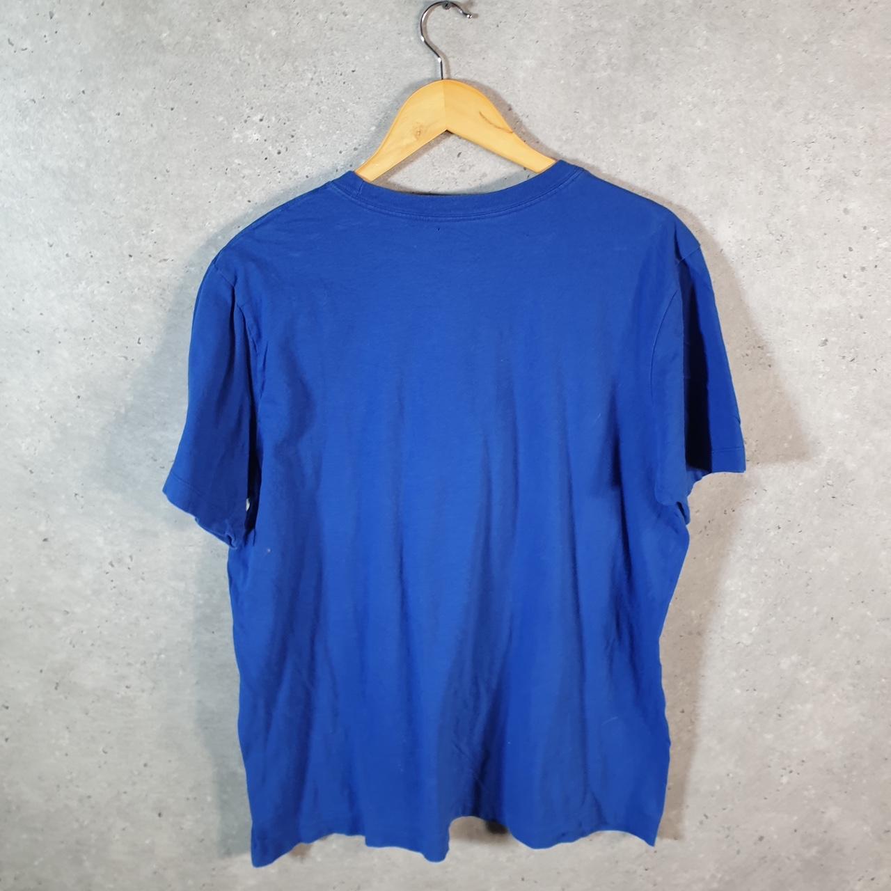 Vintage Nike T Shirt Men’s Large Blue Printed Single Swoosh Logo Athletic C8244