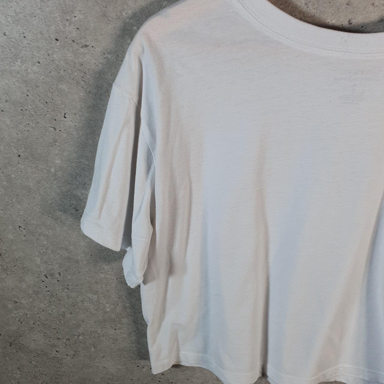 Vintage Champion Spellout Logo Cropped T Shirt Womens Medium White Athletic