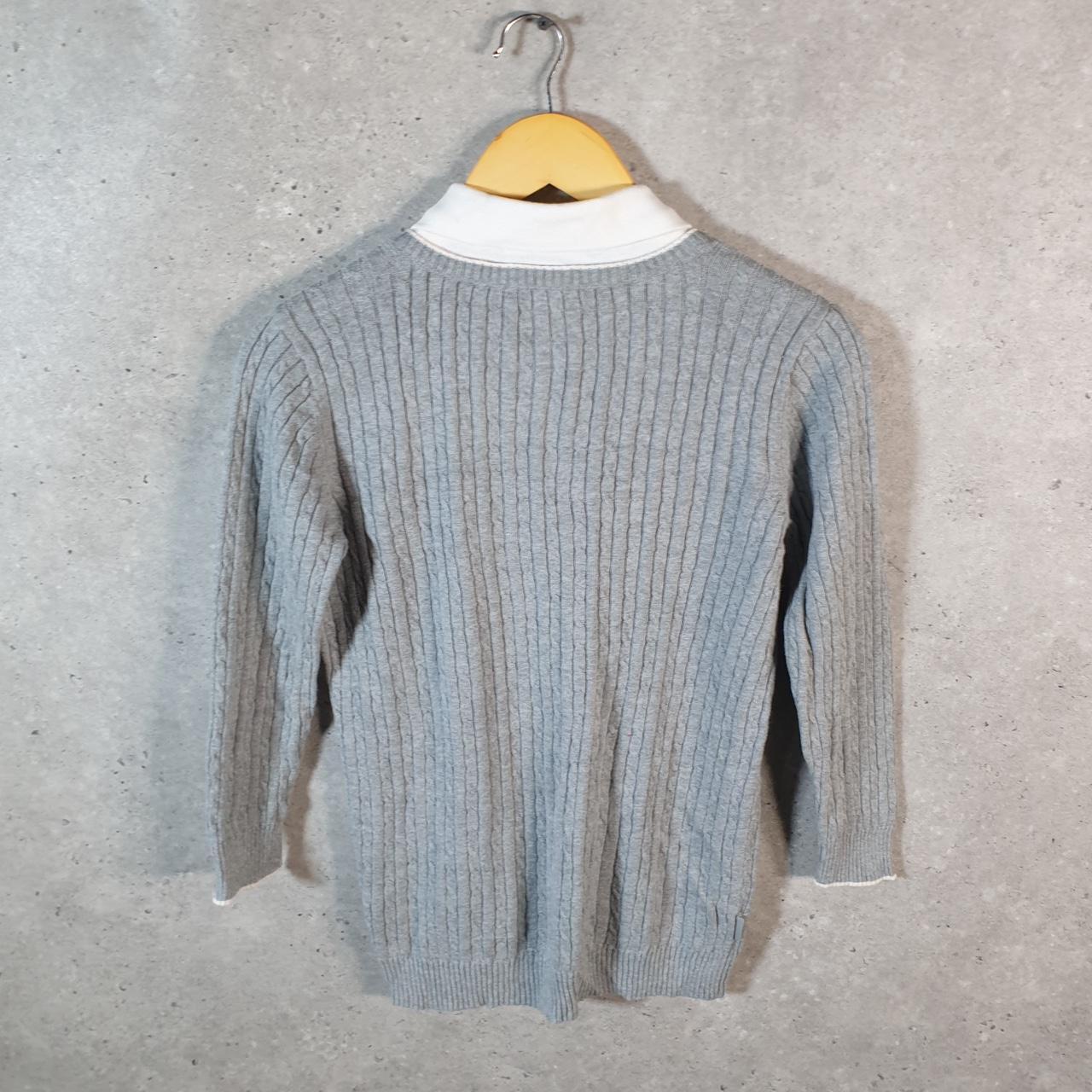 Vintage Ralph Lauren Polo Cable Knit Sweater Womens Small Grey Cotton Pullover