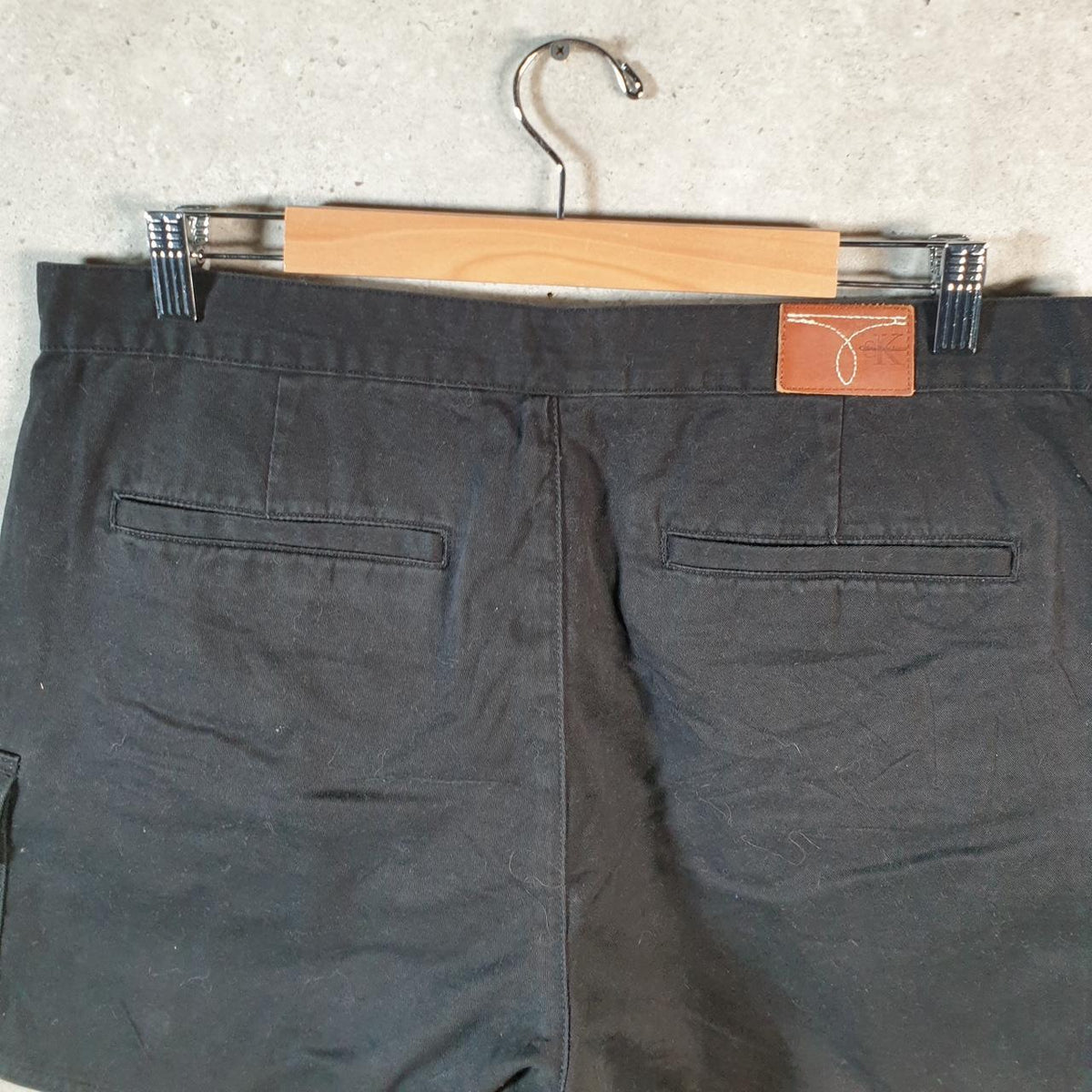 Vintage Calvin Klein Baggy Shorts Jorts Cargo Womens W36 Black Relaxed Denim