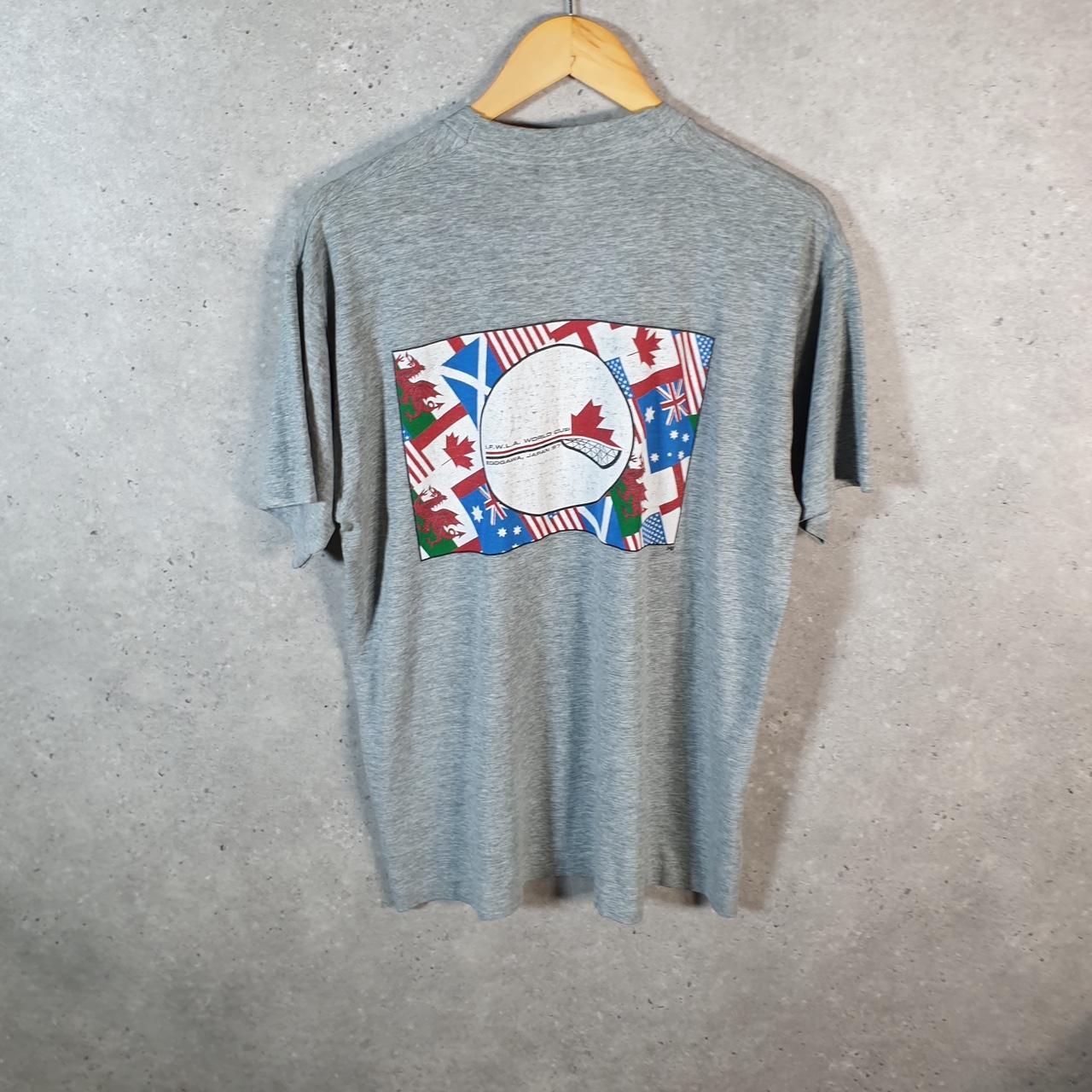 Vintage Fruit of the Loom Best Japan Edogawa 1997 USA Single Stitch T Shirt Men’s Large Grey Big Fish Vintage