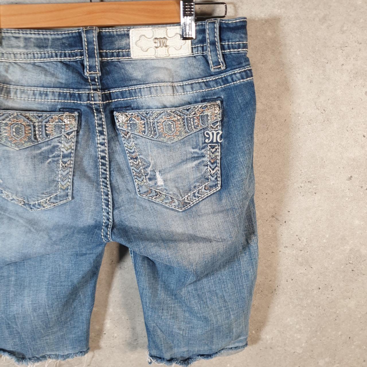 Vintage Miss Me Baggy Y2K Hip Hop Jeans Shorts Jorts Womens W30 Blue Denim Low Rise