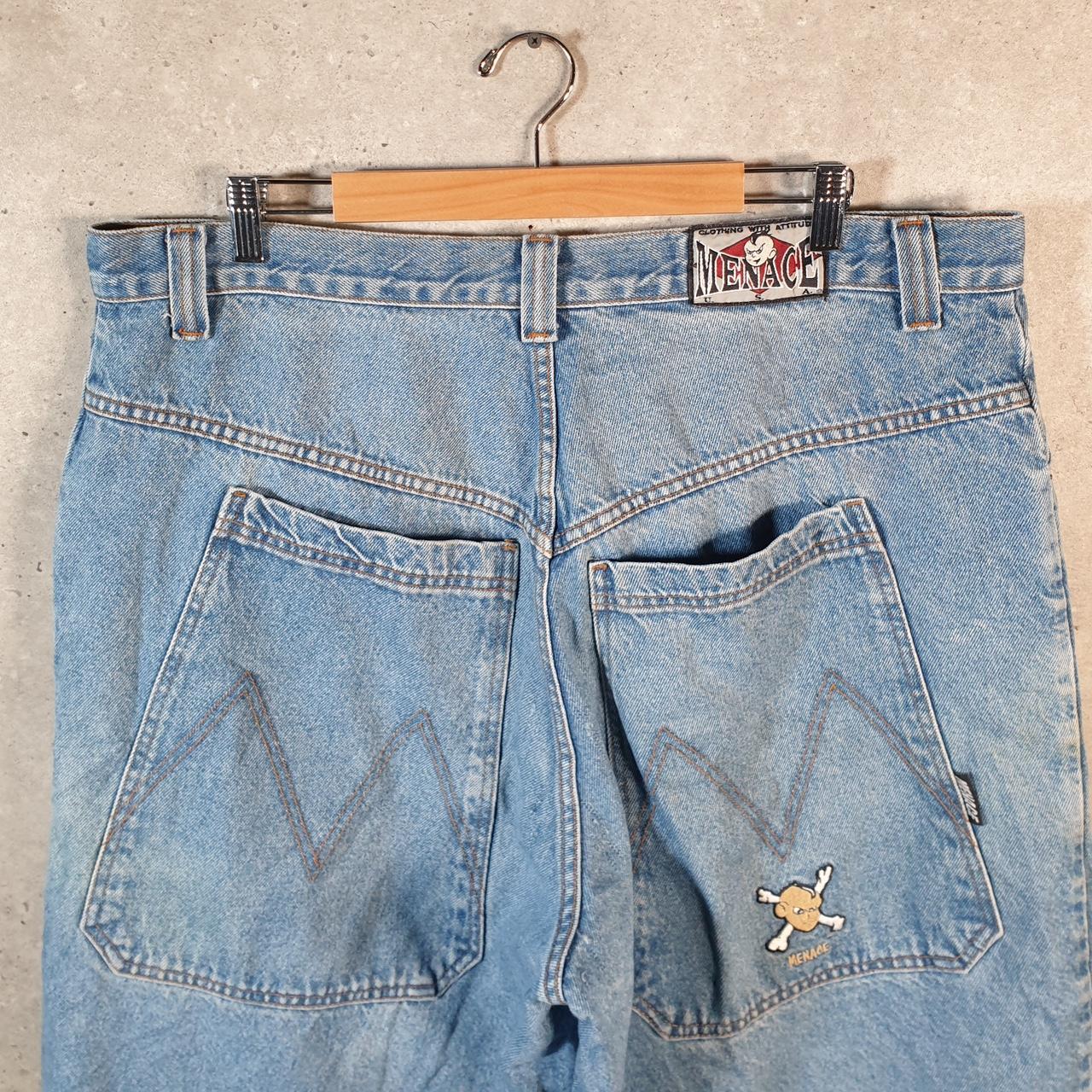 Vintage Menace Baggy Y2K Hip Hop Jeans Shorts Jorts Mens W40 Blue Denim USA Big Fish Vintage