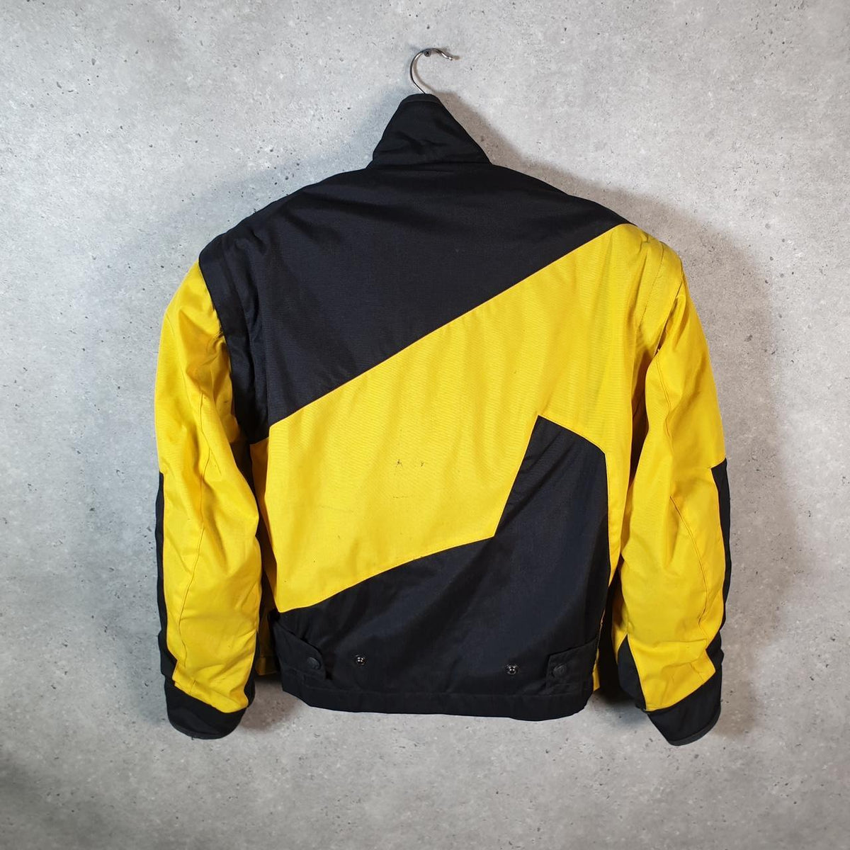 Vintage Frank Thomas Motorcycle Jacket Mens Small Yellow Armoured Padded Shoulder Elbows