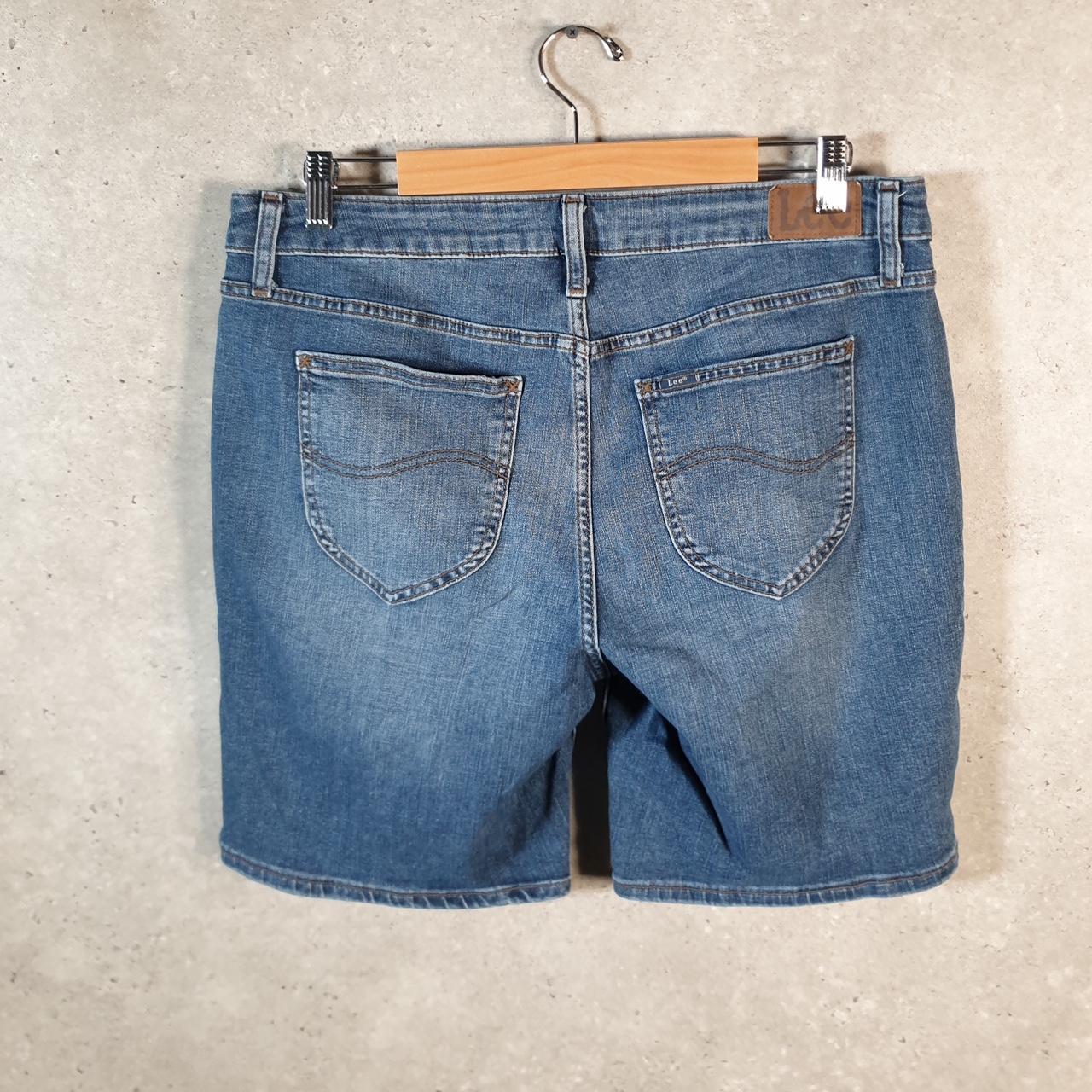 Vintage Lee Baggy Shorts Jorts Cargo Womens W34 Blue Relaxed Denim