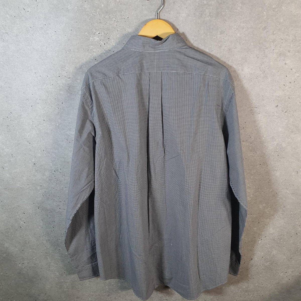 Vintage Ralph Lauren Button Down Shirt Men’s XL Grey Checkered Classic Fit Cotton Pony