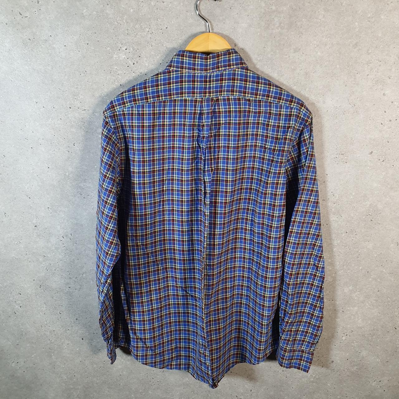 Vintage Ralph Lauren Button Down Shirt Men’s Large Blue Checkered Custom Fit Pony