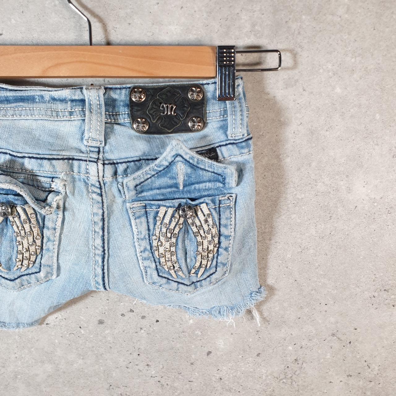 Vintage Miss Me Baggy Y2K Hip Hop Jeans Shorts Jorts Kids Girl Age 10 Blue Denim Low Rise