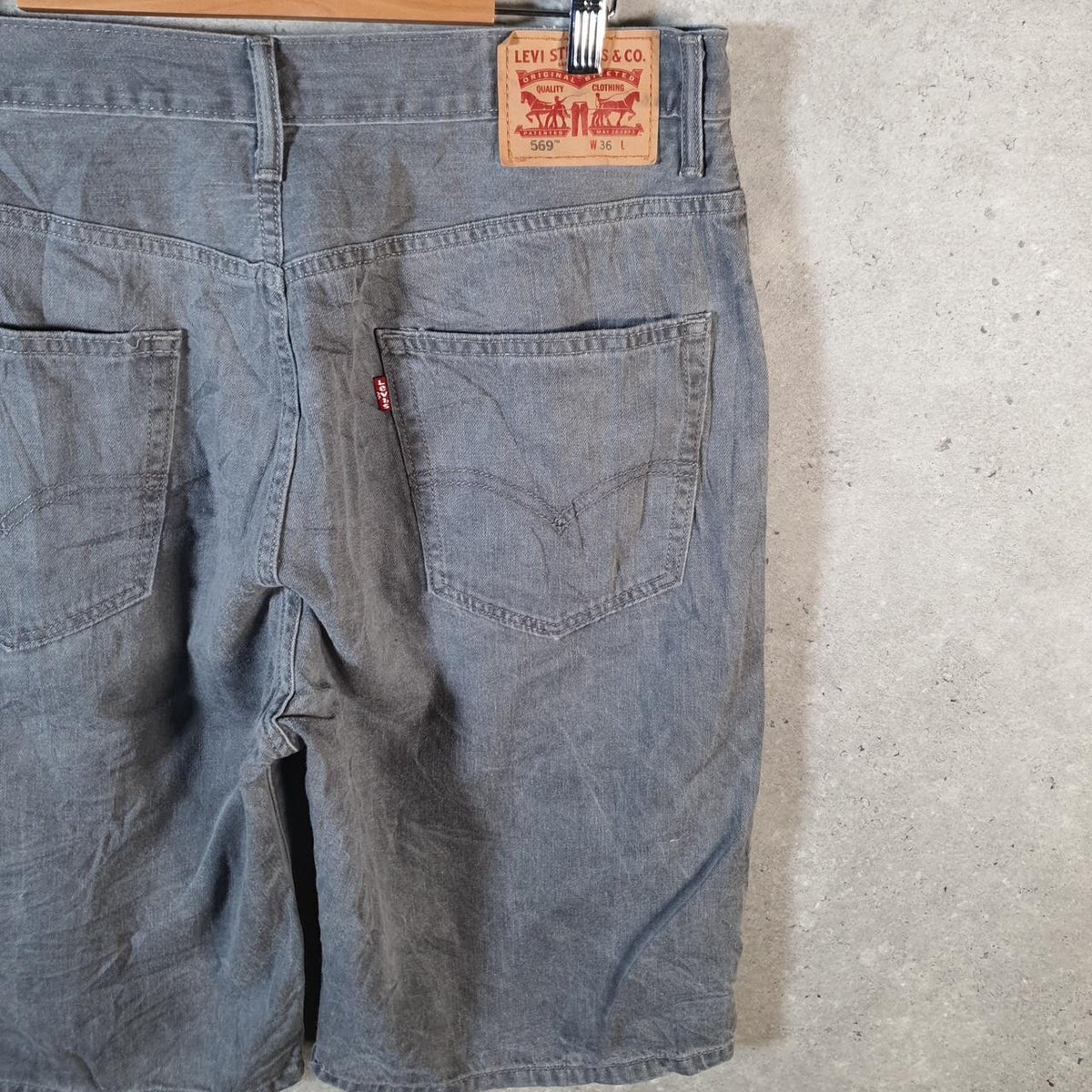 Vintage Levi’s 569 Baggy Shorts Jorts Cargo Mens W36 Grey Relaxed Denim