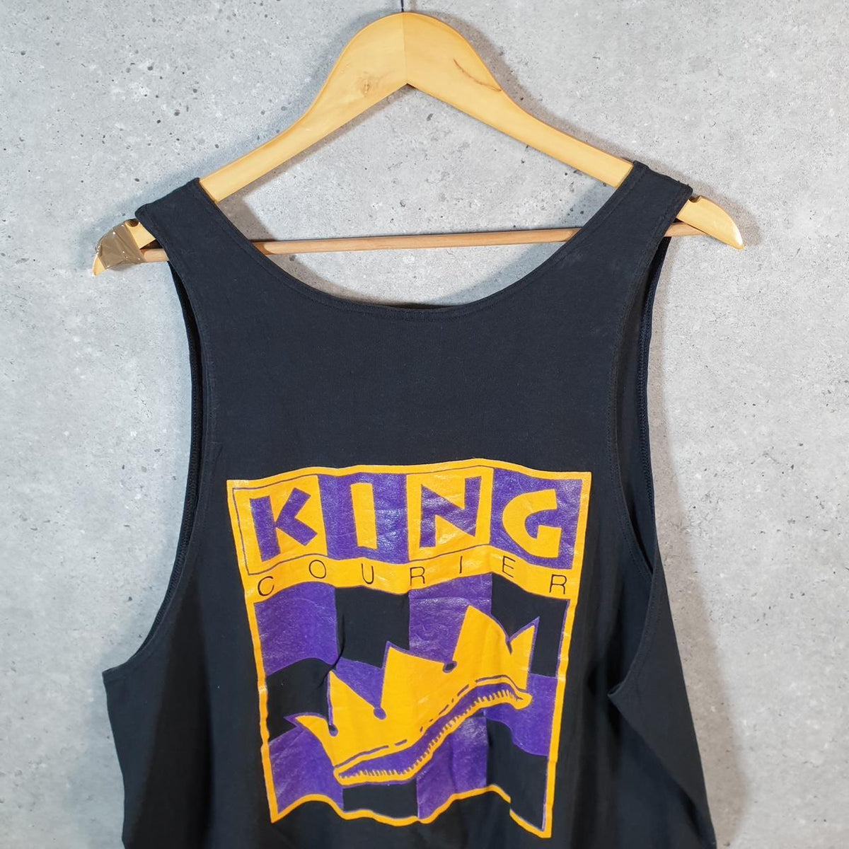 Vintage Hanes King Courier 90s USA Single Stitch Vest Men’s XL Black C8142