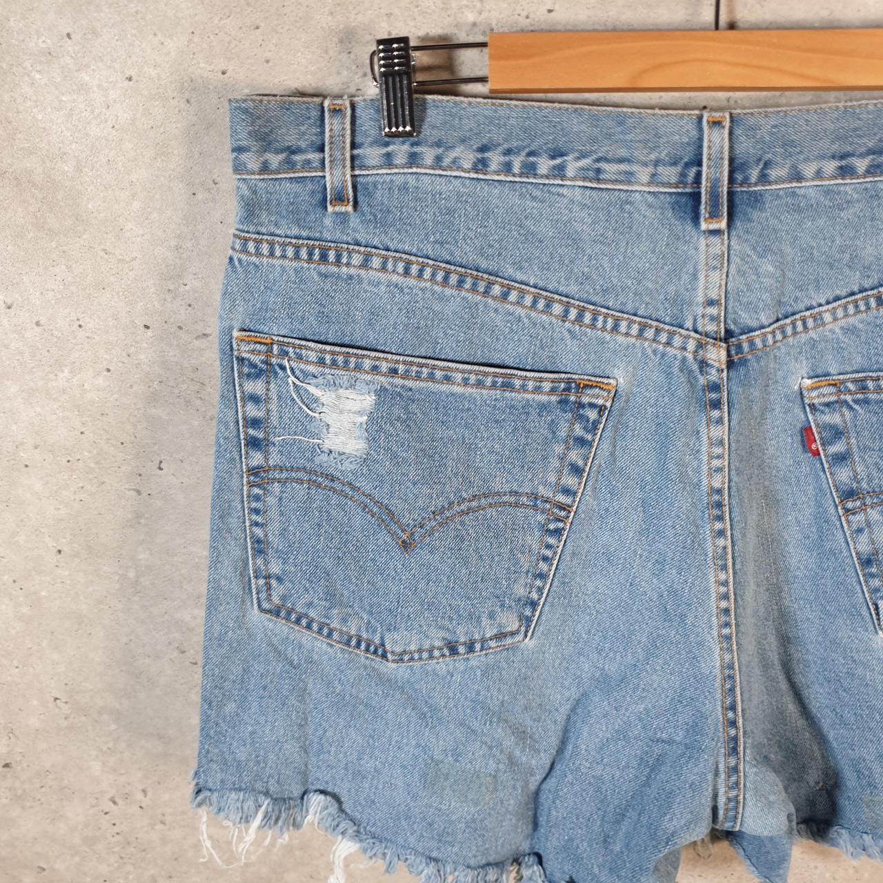 Vintage Levi’s 550 Cut Off Baggy Shorts Jorts Cargo Womens W38 Blue Relaxed Denim