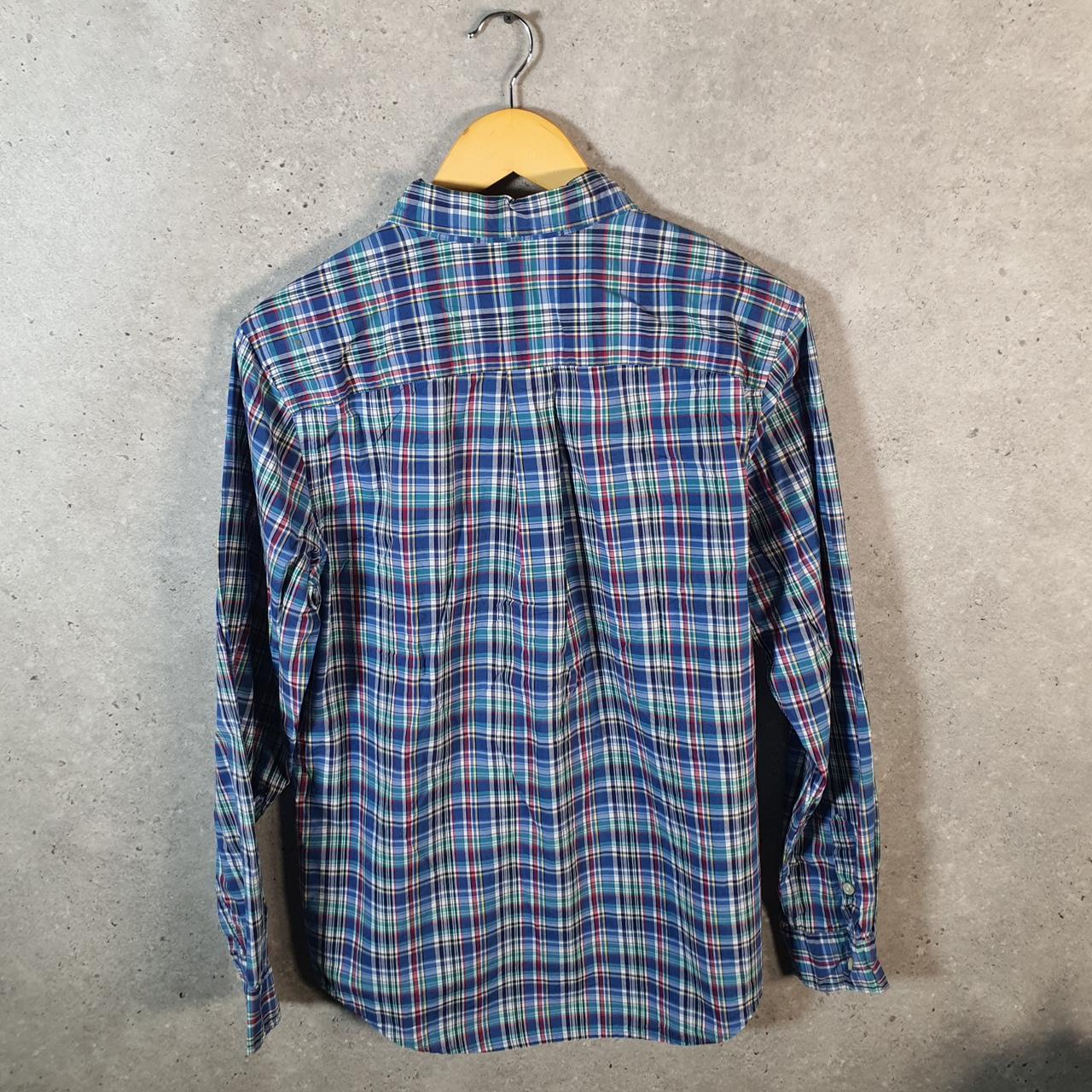 Vintage Ralph Lauren Button Down Shirt Womens XL Blue Checkered Cotton Pony