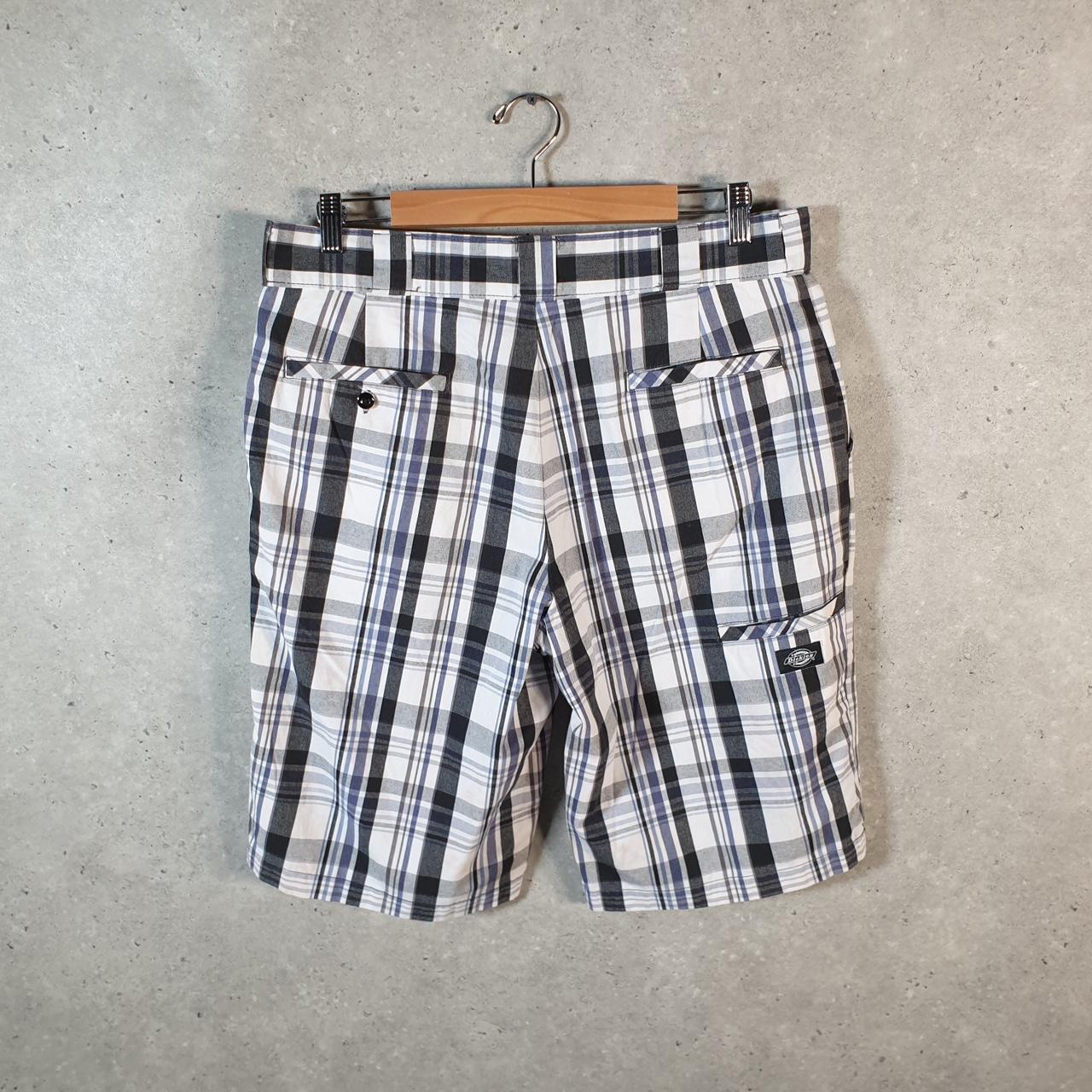 Vintage Dickies Baggy Chino Shorts Jorts Cargo Mens W34 Grey Checkered Regular Fit