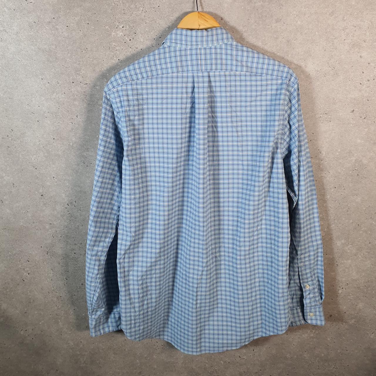 Vintage Ralph Lauren Button Down Shirt Men’s Large Blue Checkered Classic Fit Cotton Pony Big Fish Vintage
