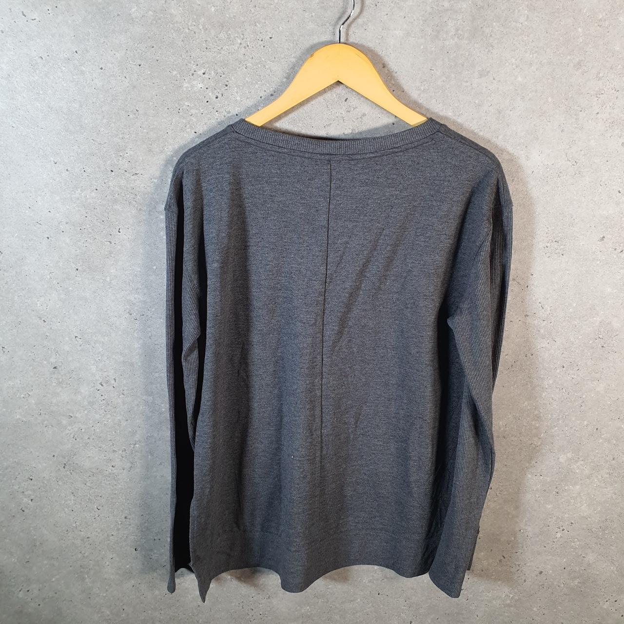 Vintage Reebok Spellout Knit Sweater Womens XL Grey Logo