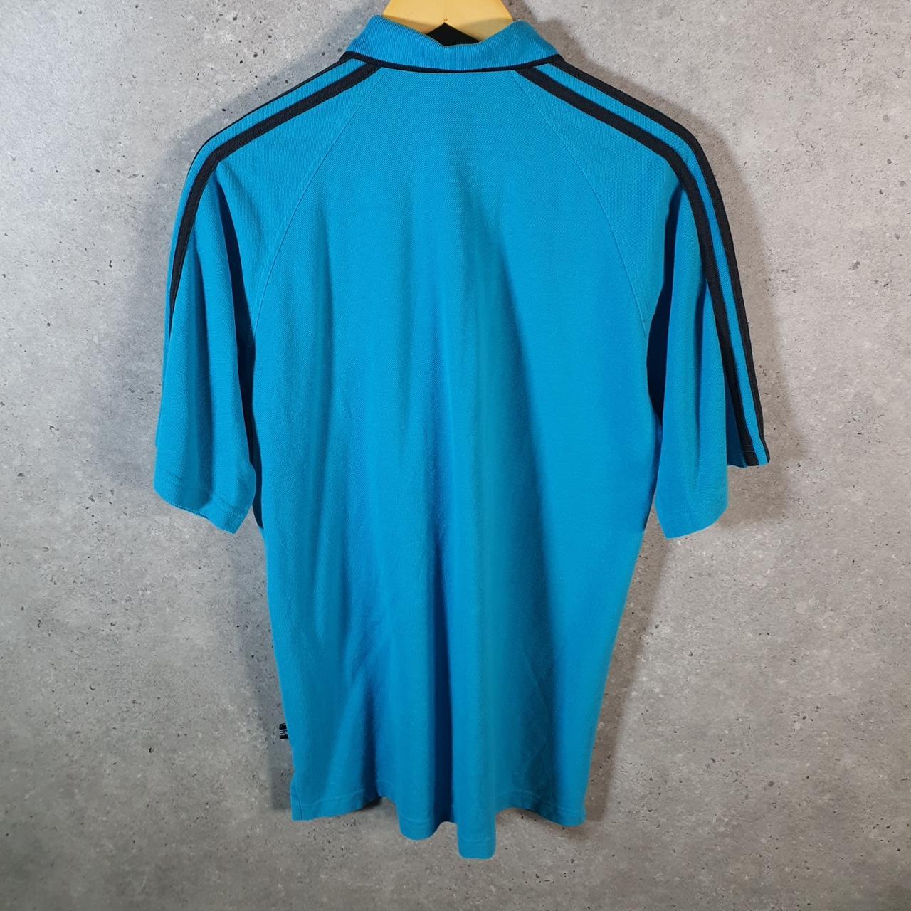 Vintage Adidas Polo Shirt Shirt Shirt Men’s Medium Blue Three Stripes Logo Athletic