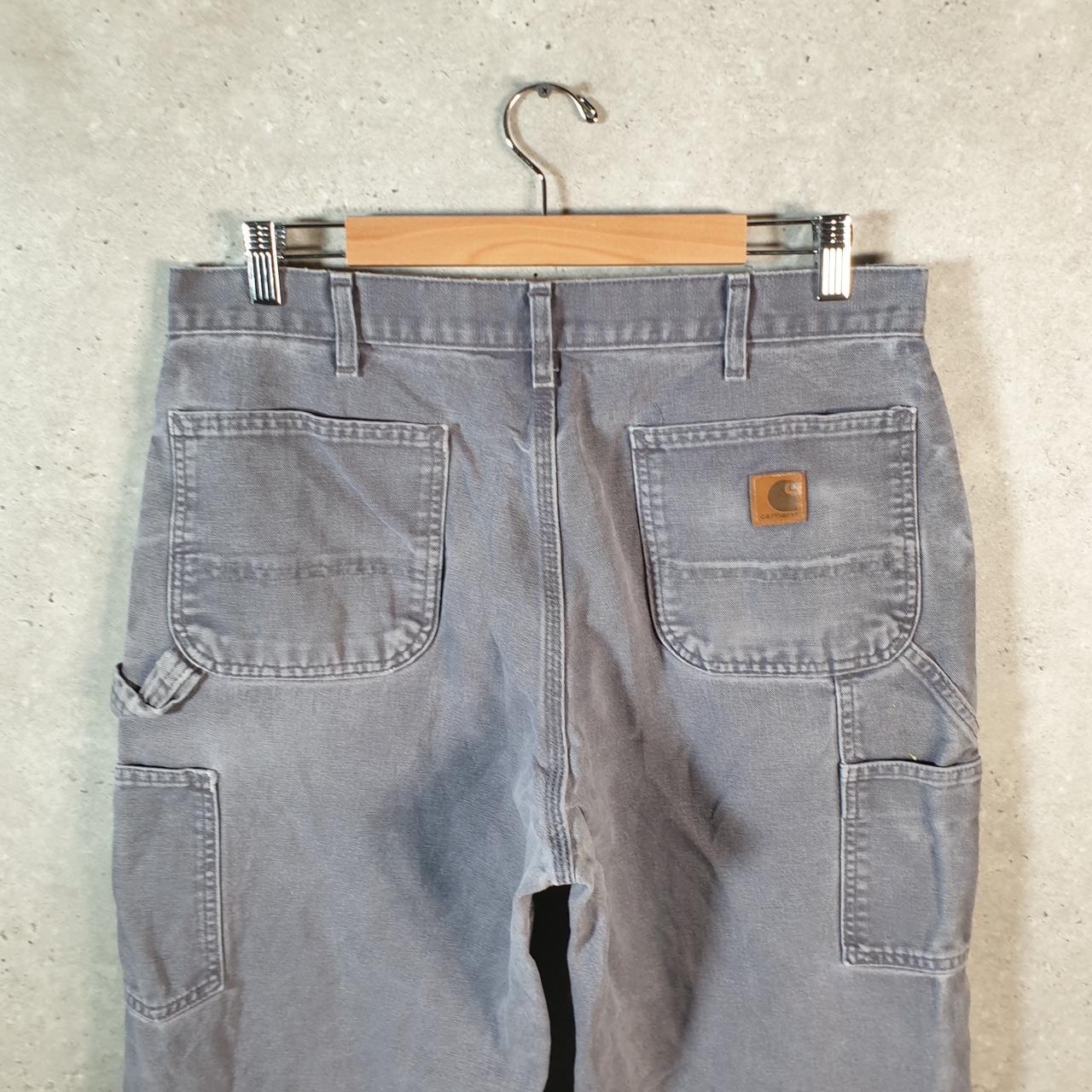 Vintage Carhartt Carpenter Trousers Mens W36 L28 Grey Dungaree Fit Workwear Thrashed
