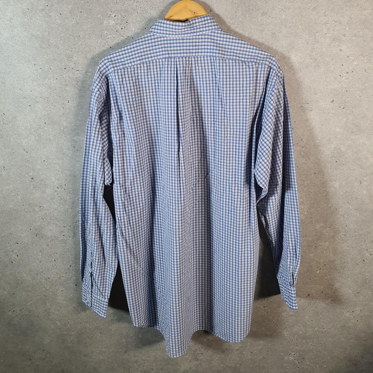 Vintage Ralph Lauren Button Down Shirt Men’s Large Blue Blake Checkered Pony Casual C8486