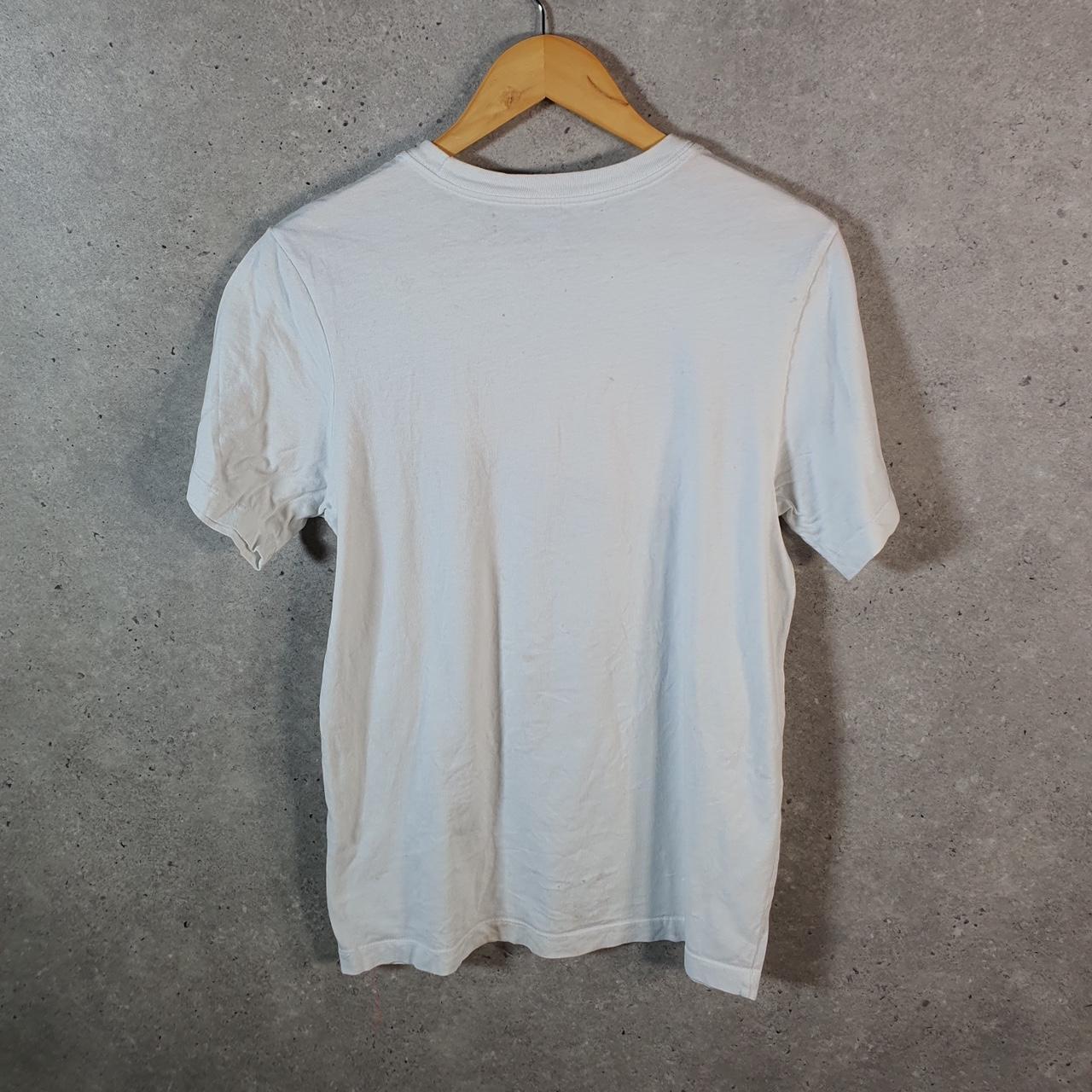 Vintage Nike Club T Shirt Men’s Small White Printed Single Swoosh Logo Athletic Big Fish Vintage