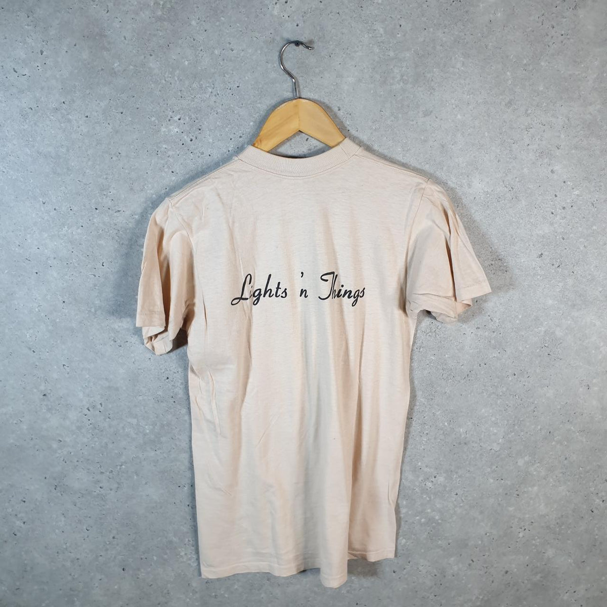 Vintage Collegiate Pacific Casablanca Ceiling Fans 90s Single Stitch T Shirt Men’s Medium Beige