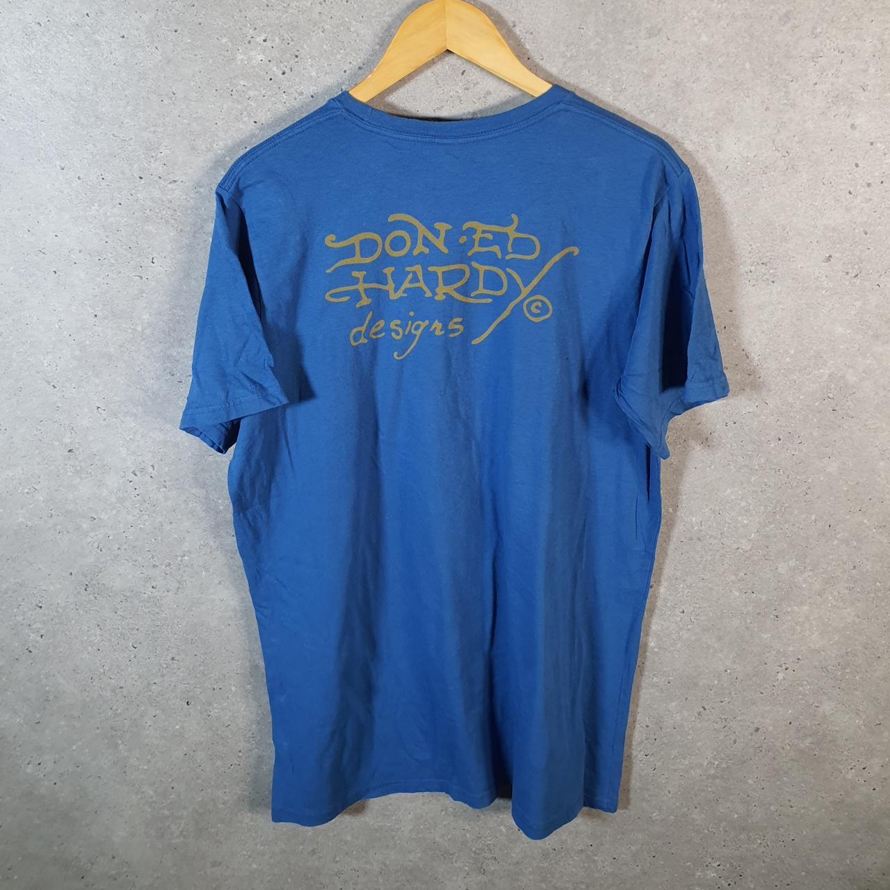 Vintage Ed Hardy T Shirt Men’s XL Blue Christian Audigier Love Heart Graphic Skull Y2K