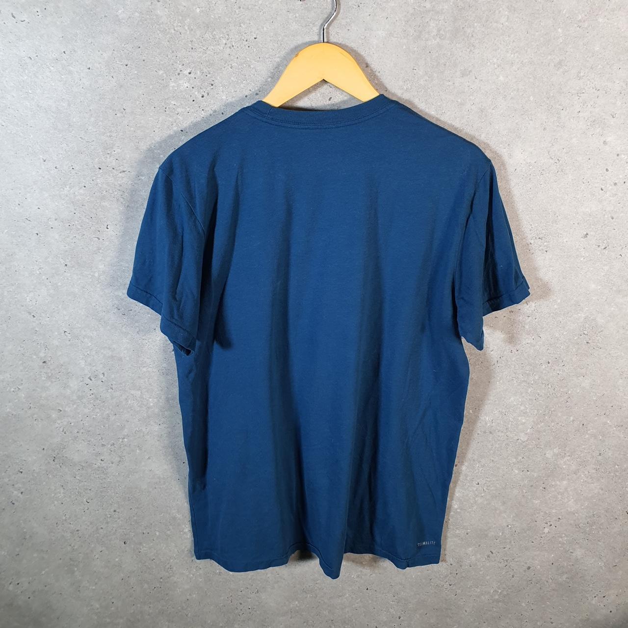 Vintage Adidas Go To Performance T Shirt Men’s Large Blue Three Stripes Logo Athletic