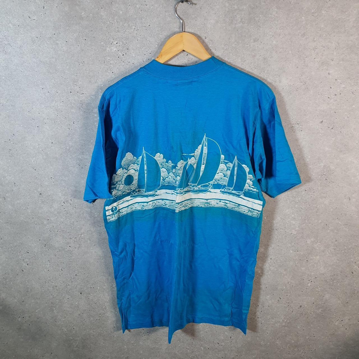 Vintage Power T Oneita USA Long Island Graphic Single Stitch T Shirt Men’s XL Blue Big Fish Vintage