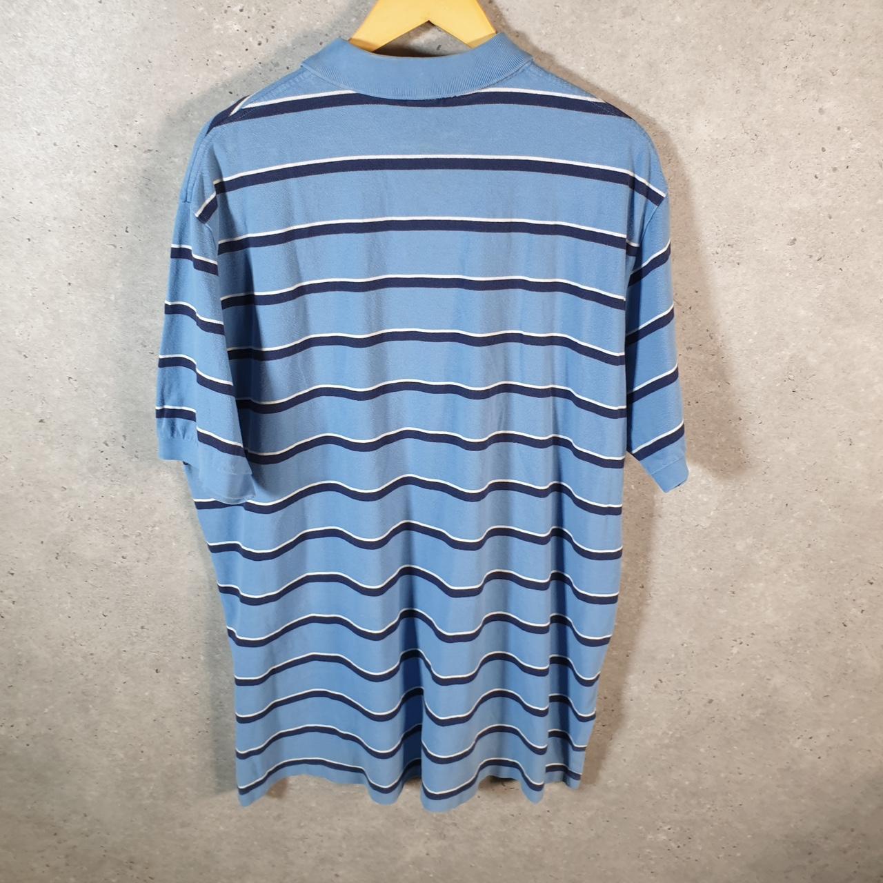 Vintage Ralph Lauren Polo Shirt Men’s 2XL Blue Striped Classic Fit Embroidered Pony