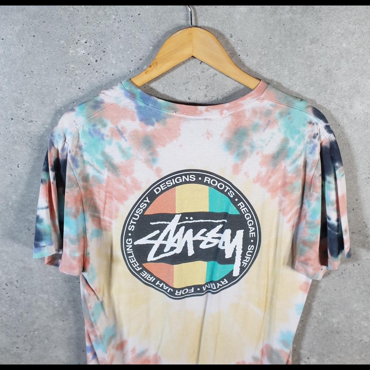 Vintage Stussy Feelin Irie Printed T Shirt Men’s Medium Tie Dye Graphic Short Sleeve Big Fish Vintage