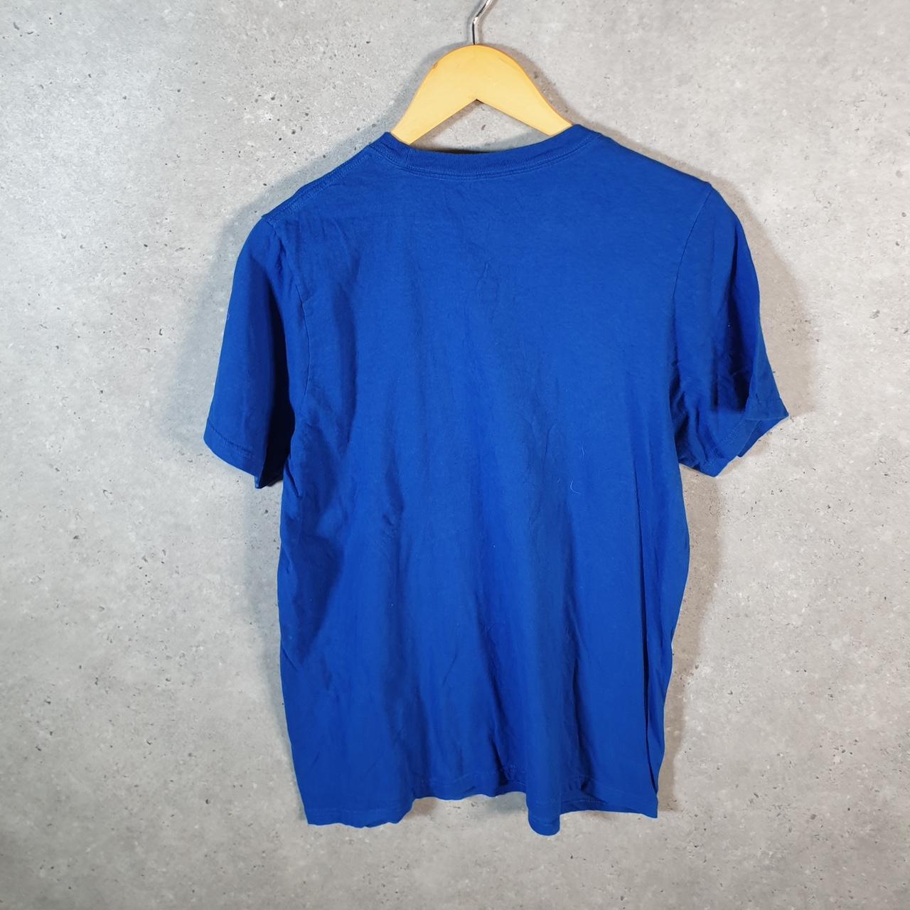 Vintage Adidas Amplifier Spellout T Shirt Men’s Medium Blue Three Stripes Logo Athletic