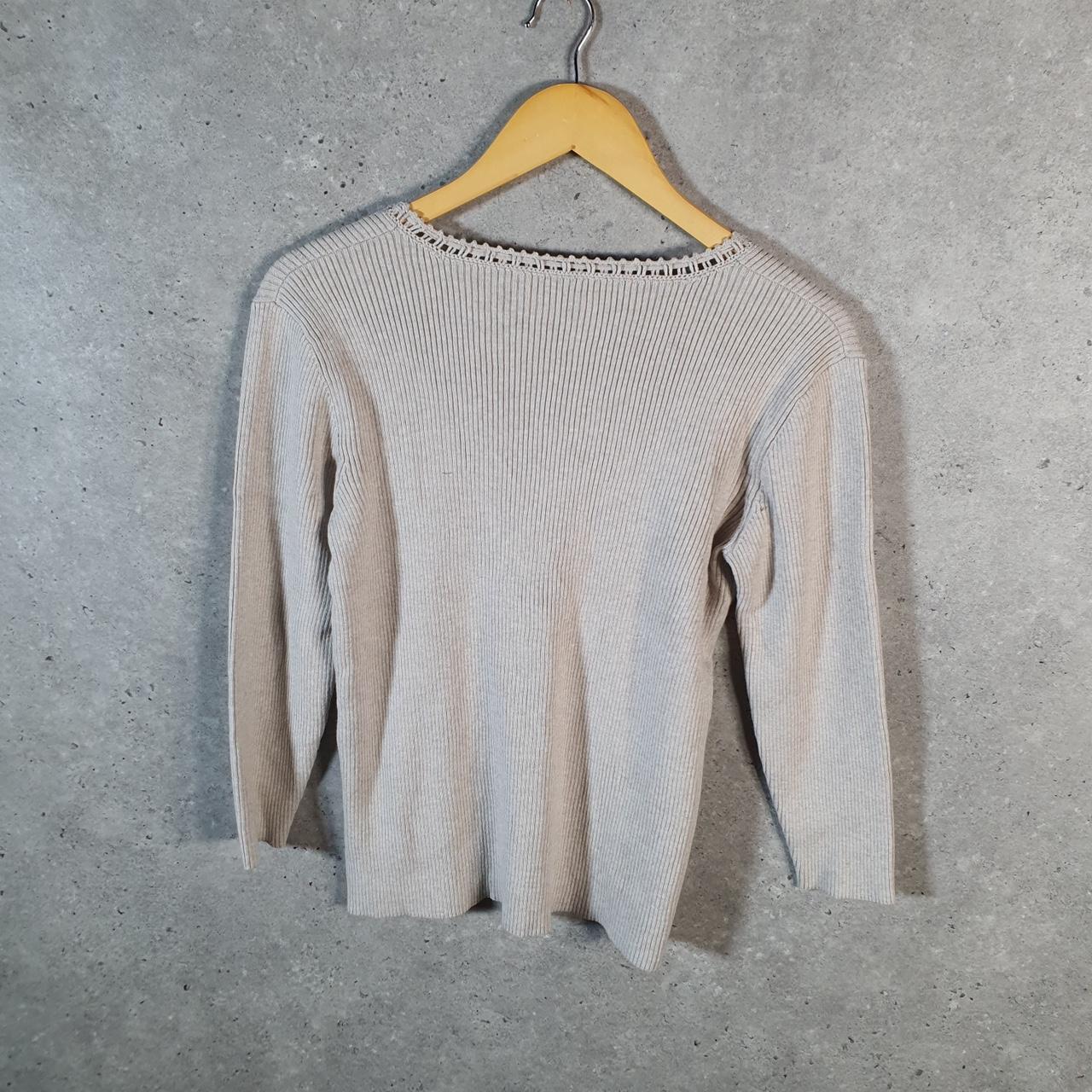 Vintage Ralph Lauren Polo Knit Sweater Womens Large Cream Cotton Pullover