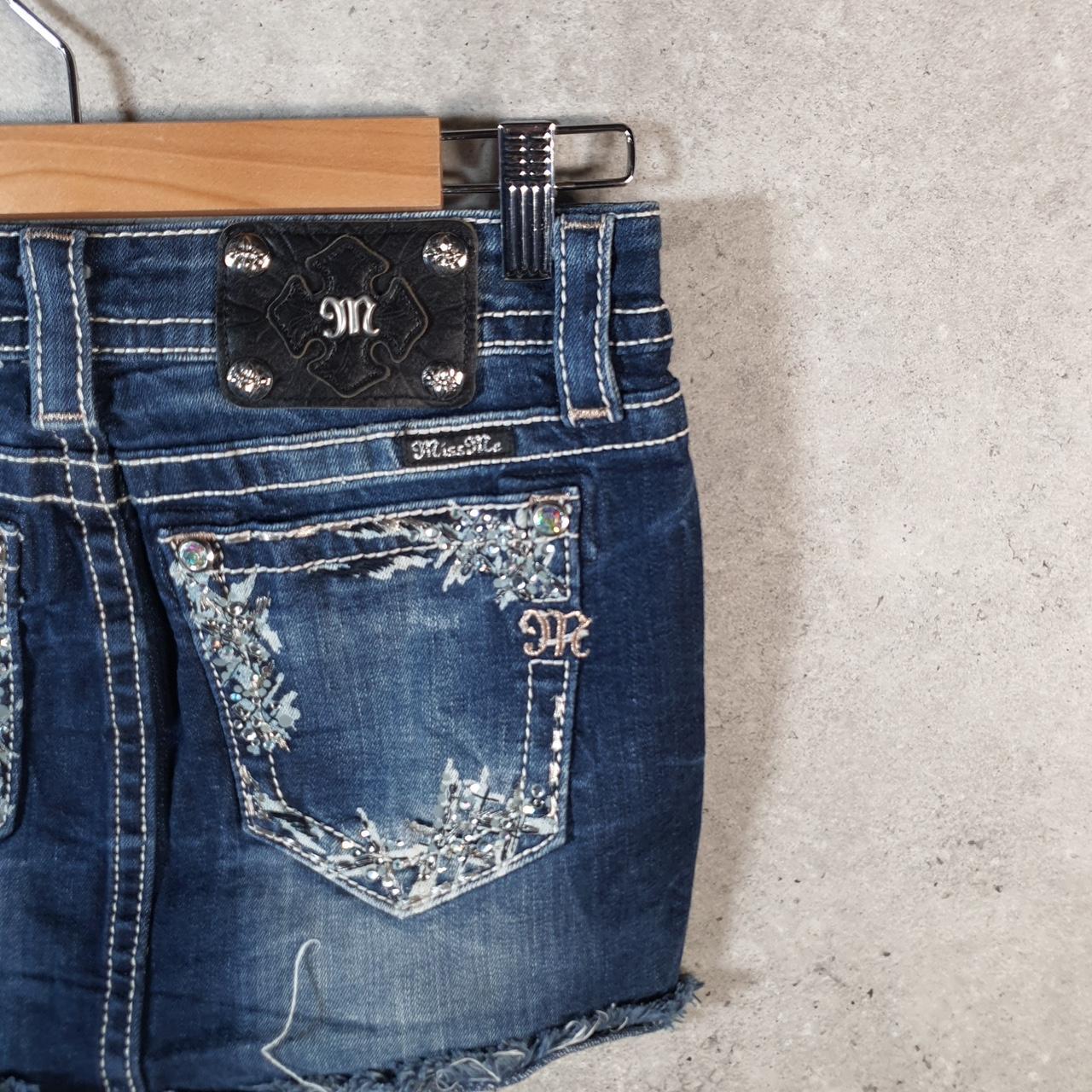 Vintage Miss Me Baggy Y2K Hip Hop Jeans Shorts Jorts Womens W27 Blue Denim Low Rise