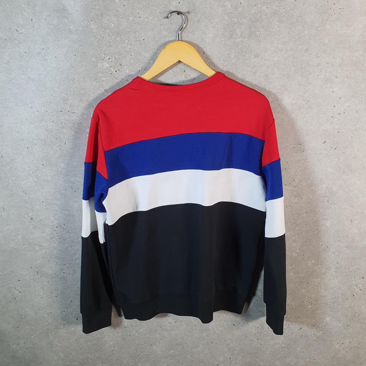Vintage Ralph Lauren Polo Sweatshirt Womens Large Red Blue Striped Boxy Baggy Pullover Pony