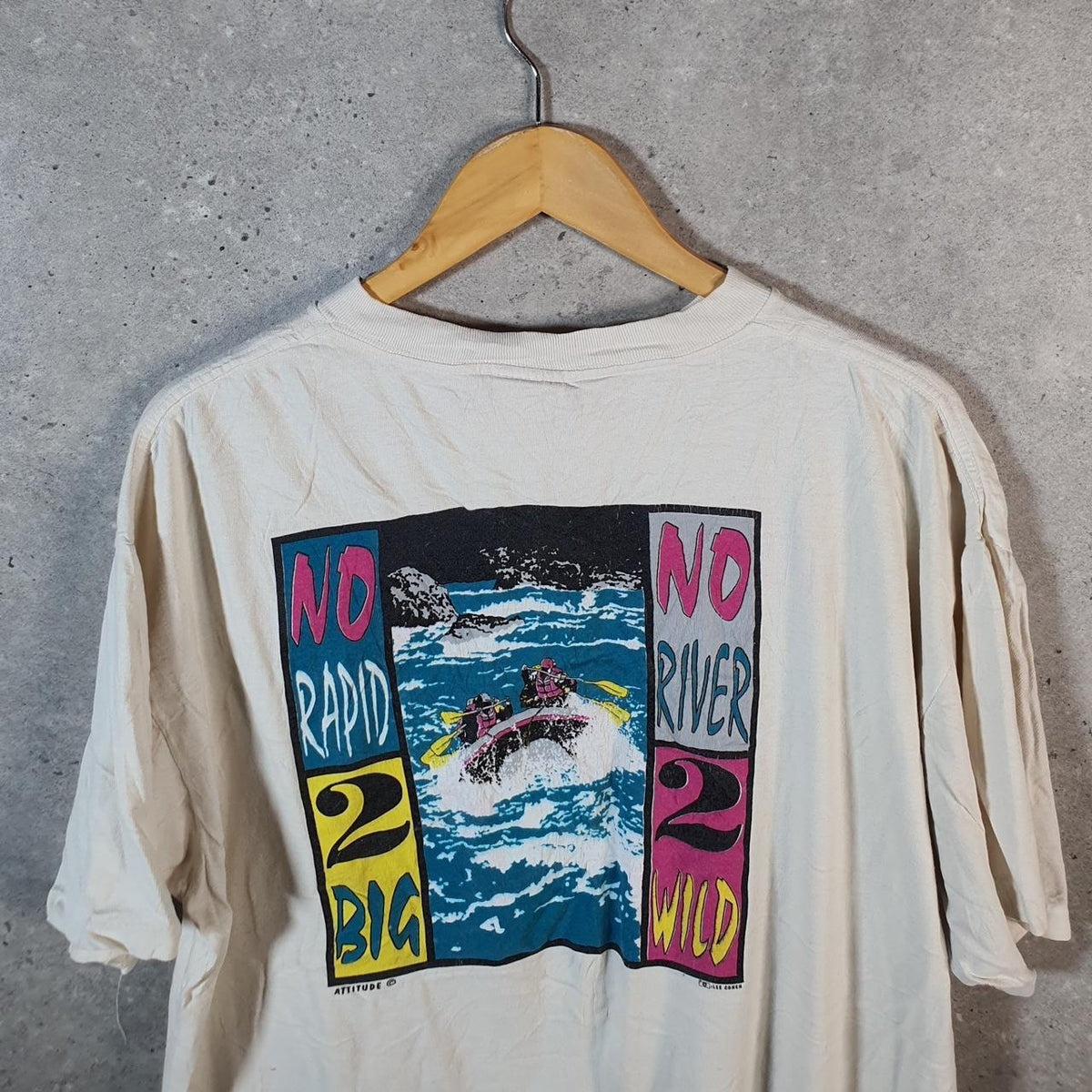 Vintage Oneita USA Lewis Clark Expeditions Single Stitch T Shirt Men’s XL White Big Fish Vintage