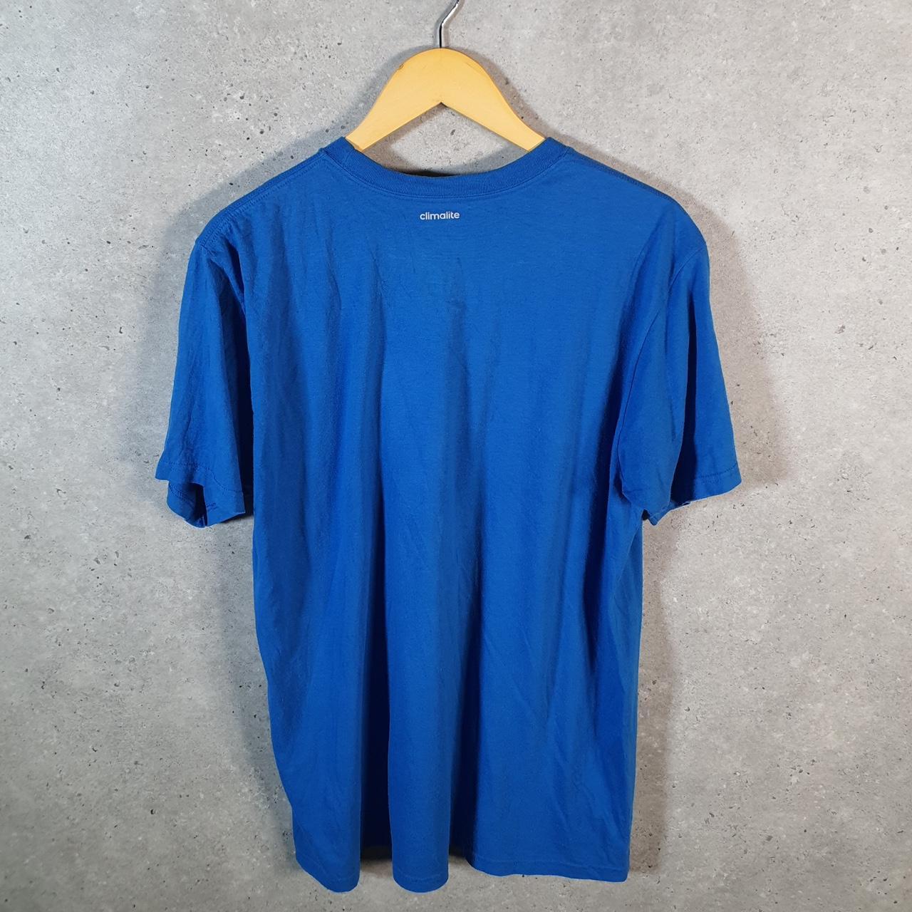 Vintage Adidas Feelgood Climalite T Shirt Men’s Large Blue Three Stripes Logo Athletic